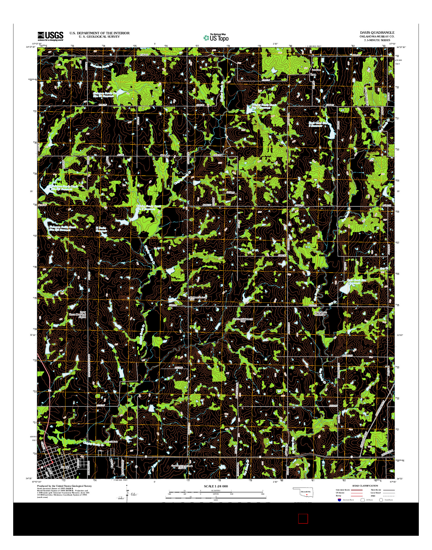 USGS US TOPO 7.5-MINUTE MAP FOR DAVIS, OK 2012