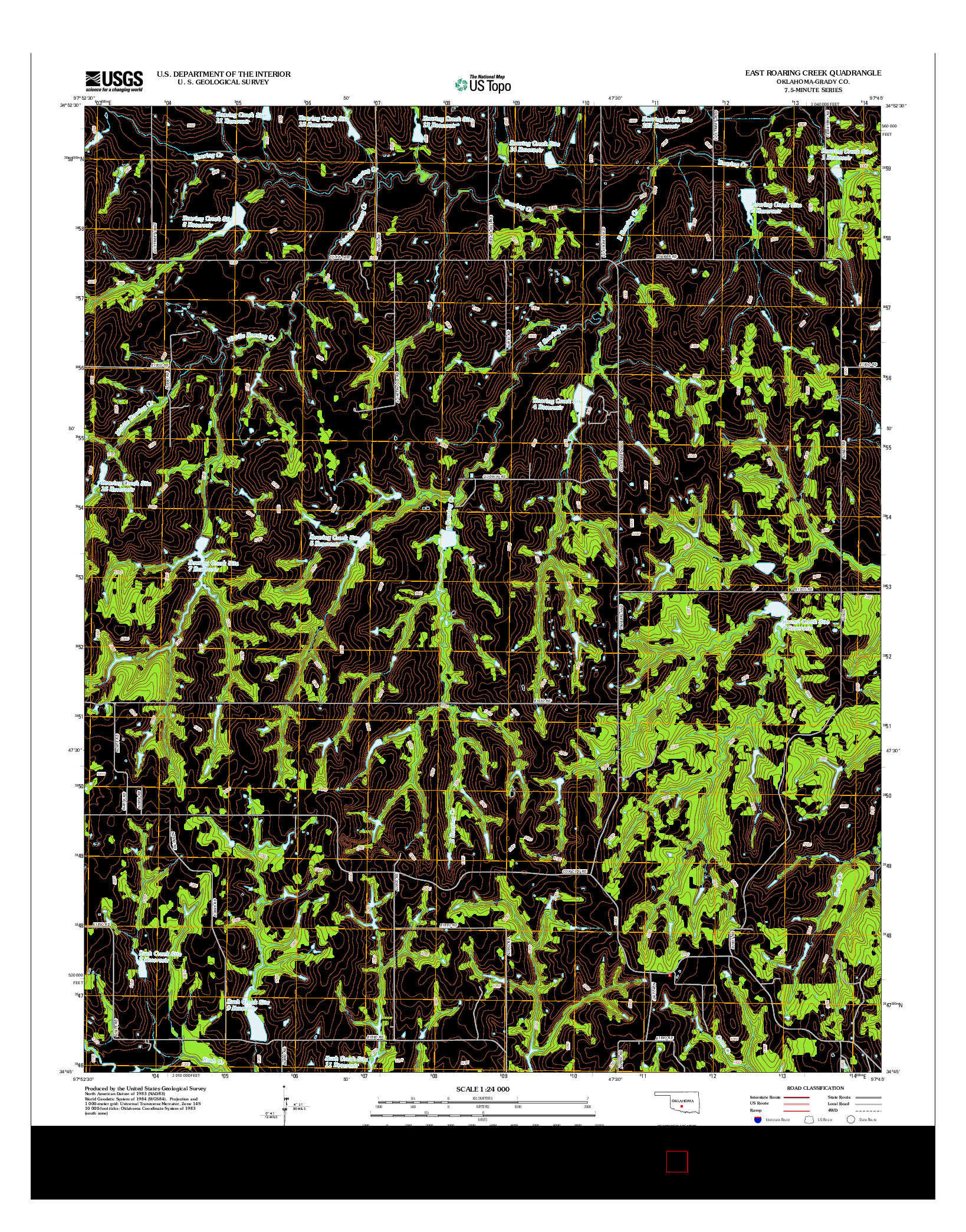 USGS US TOPO 7.5-MINUTE MAP FOR EAST ROARING CREEK, OK 2012