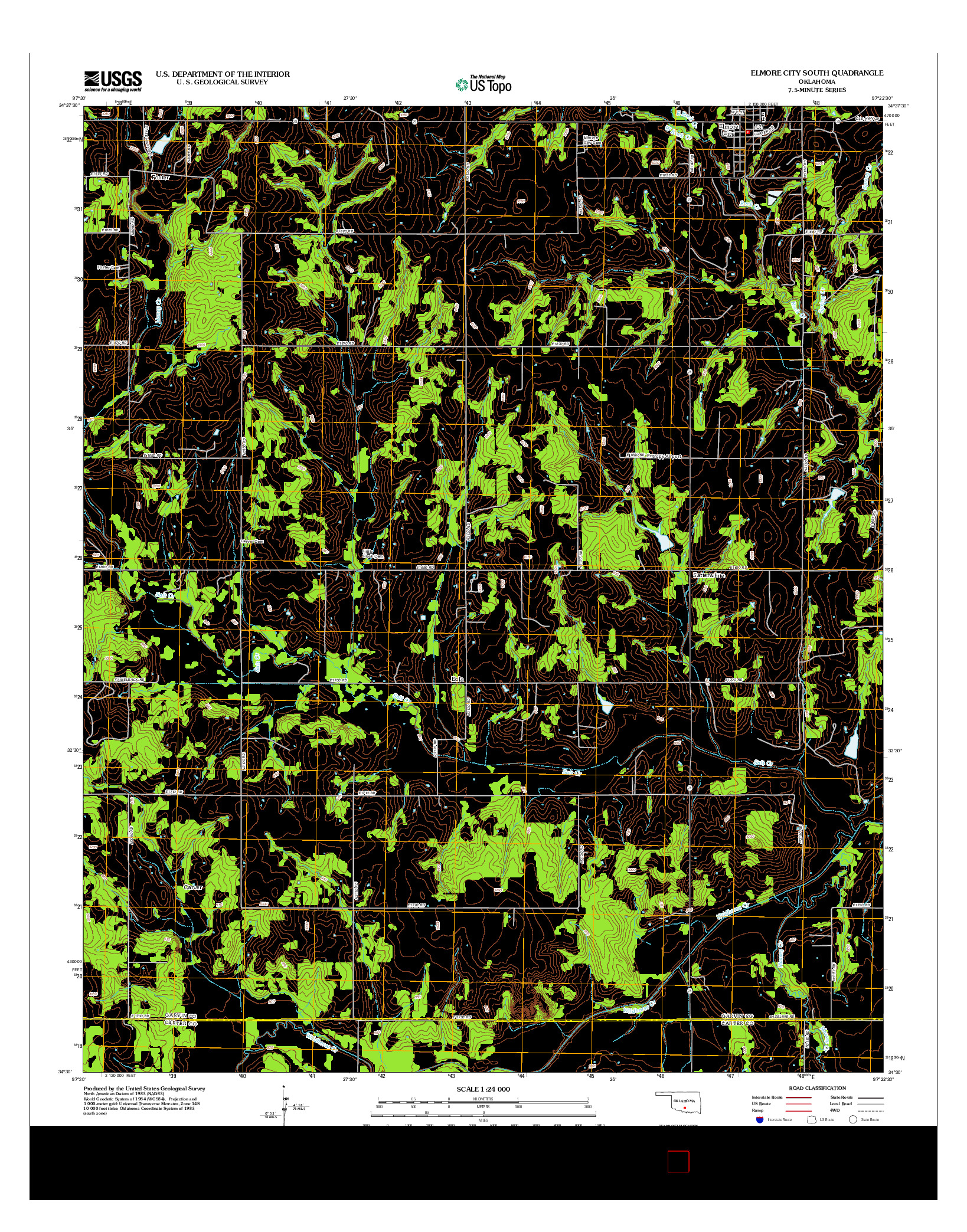 USGS US TOPO 7.5-MINUTE MAP FOR ELMORE CITY SOUTH, OK 2012