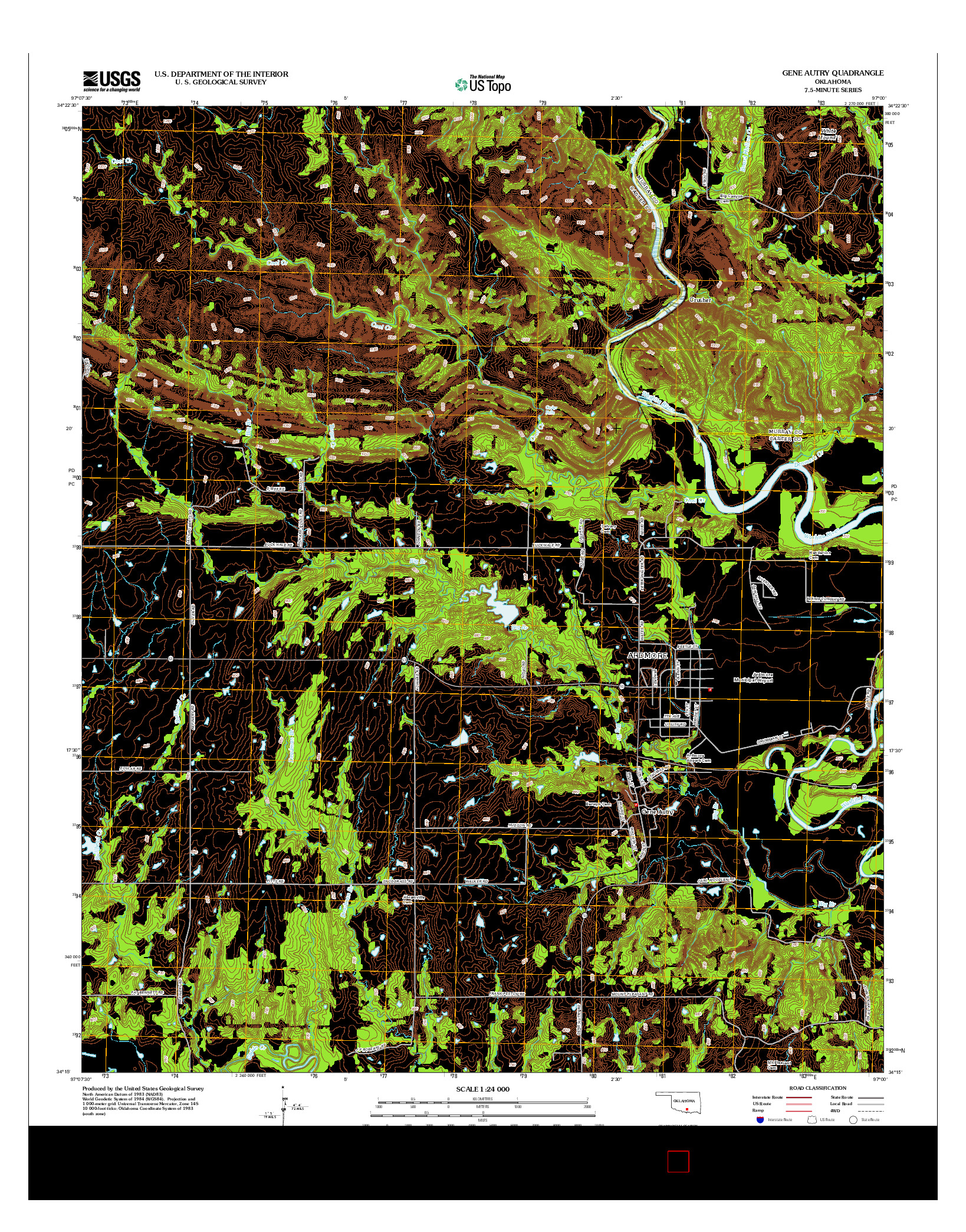 USGS US TOPO 7.5-MINUTE MAP FOR GENE AUTRY, OK 2012