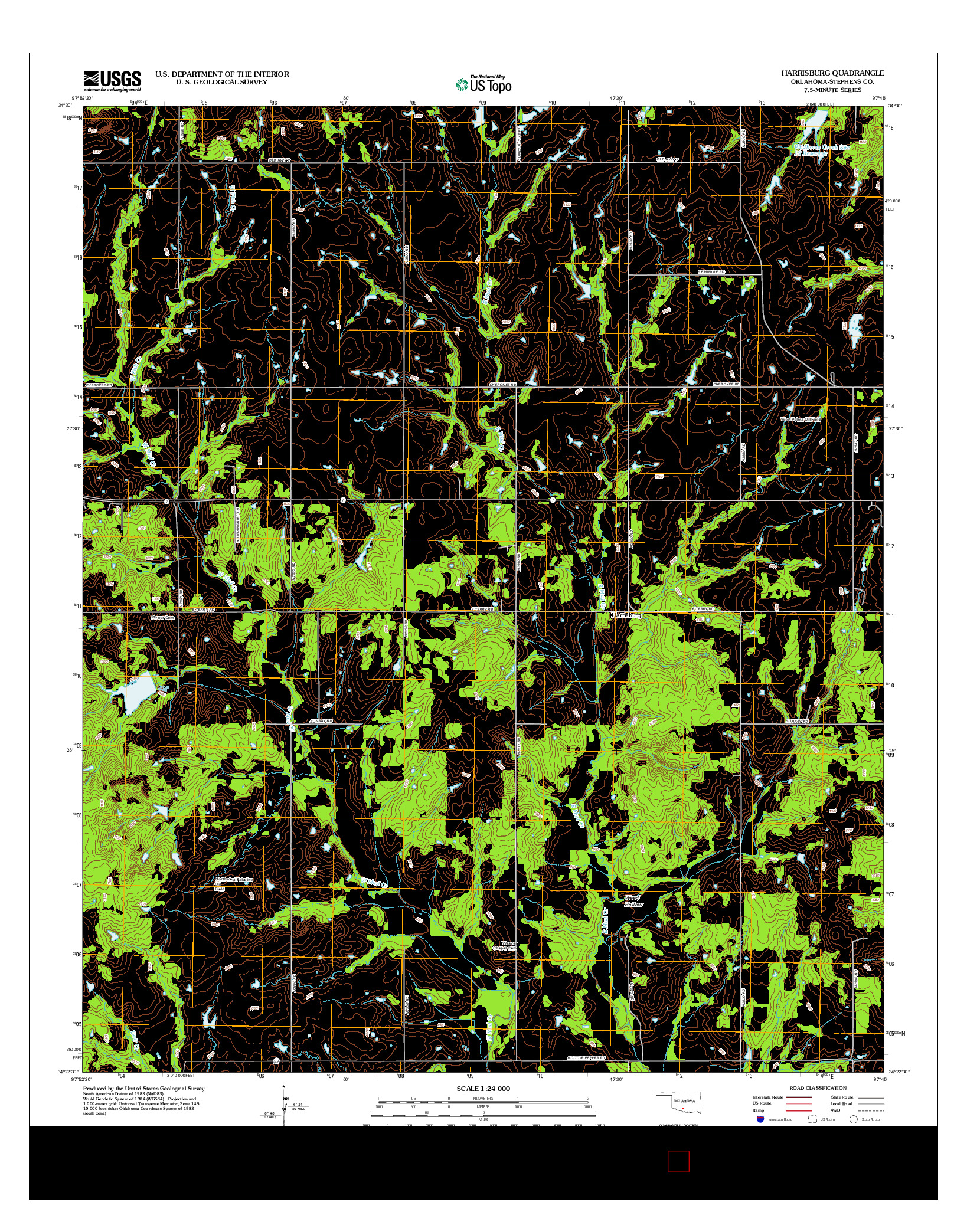 USGS US TOPO 7.5-MINUTE MAP FOR HARRISBURG, OK 2012