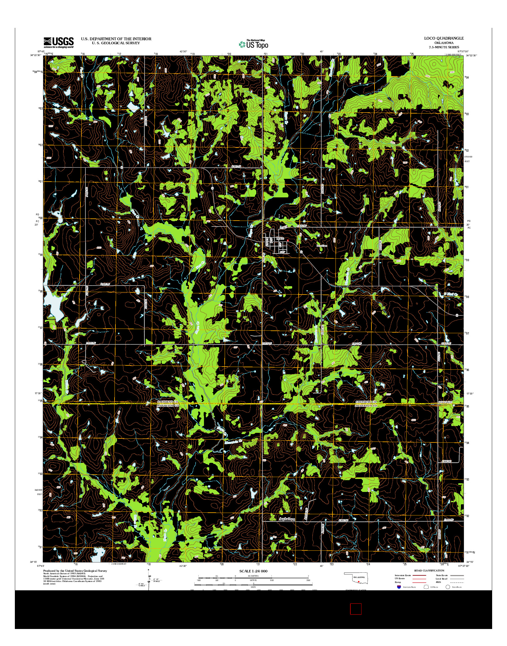 USGS US TOPO 7.5-MINUTE MAP FOR LOCO, OK 2012