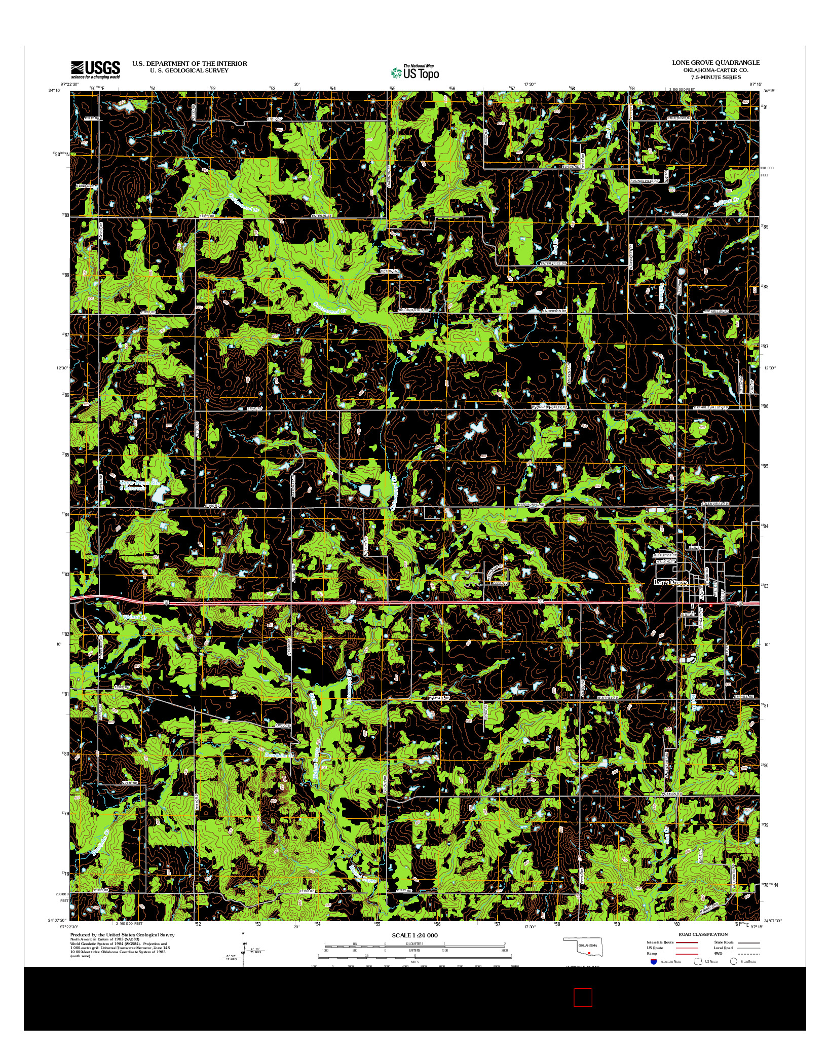 USGS US TOPO 7.5-MINUTE MAP FOR LONE GROVE, OK 2012