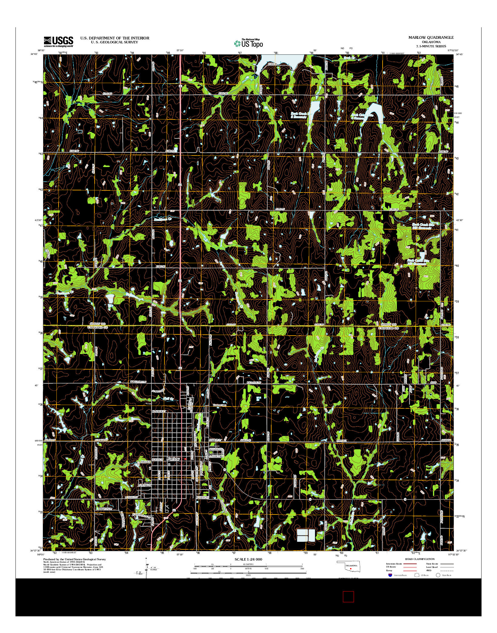 USGS US TOPO 7.5-MINUTE MAP FOR MARLOW, OK 2012
