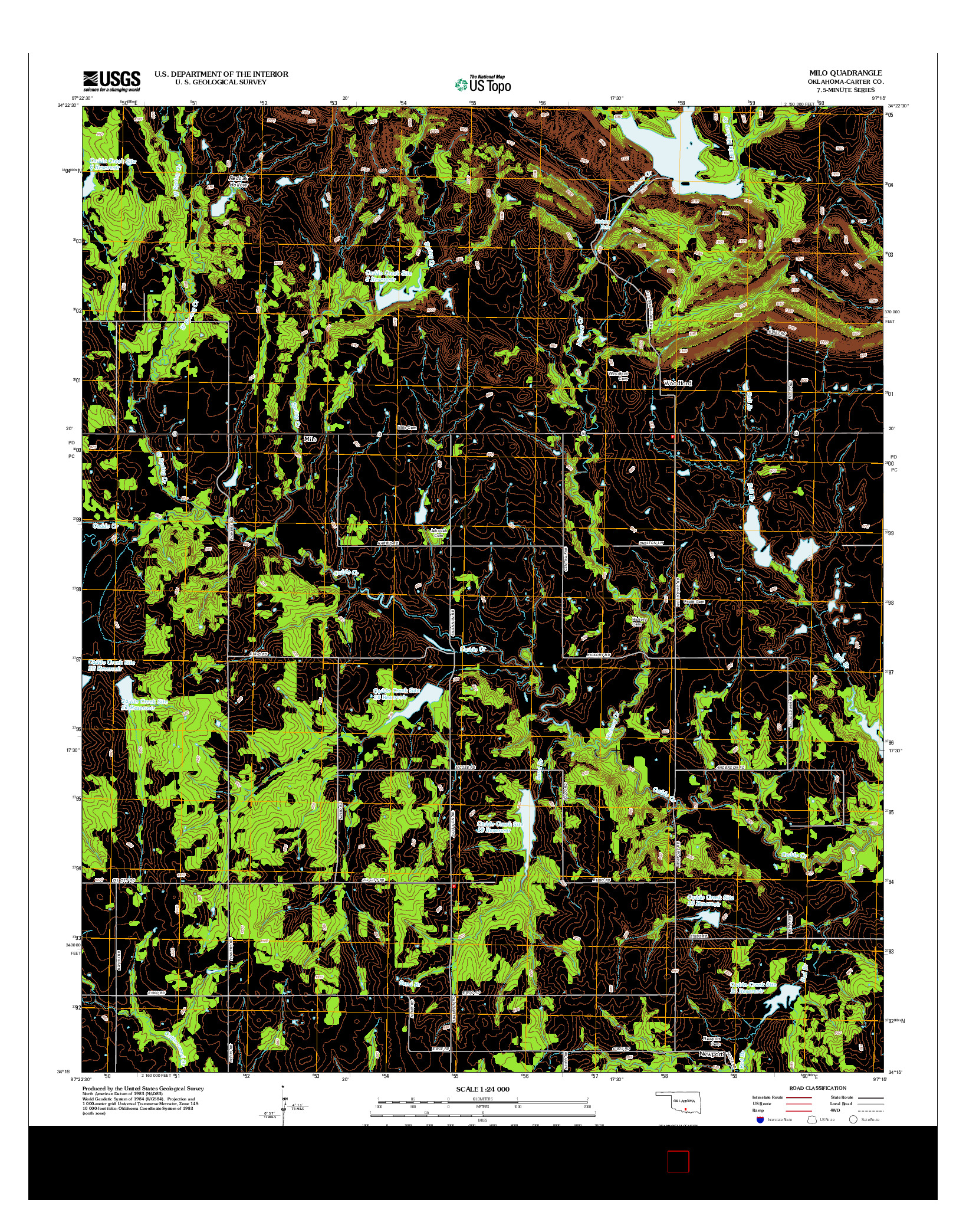 USGS US TOPO 7.5-MINUTE MAP FOR MILO, OK 2012