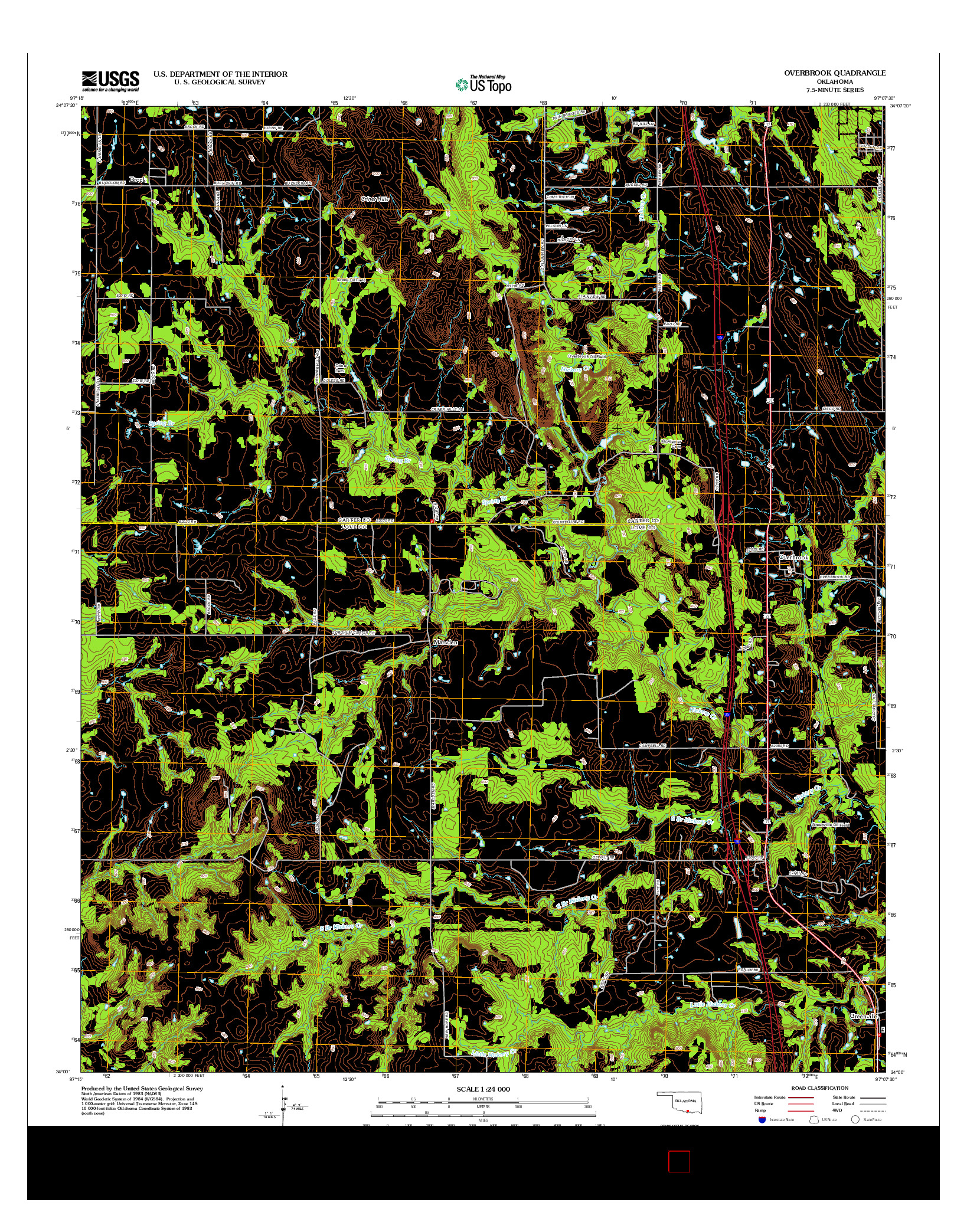 USGS US TOPO 7.5-MINUTE MAP FOR OVERBROOK, OK 2012