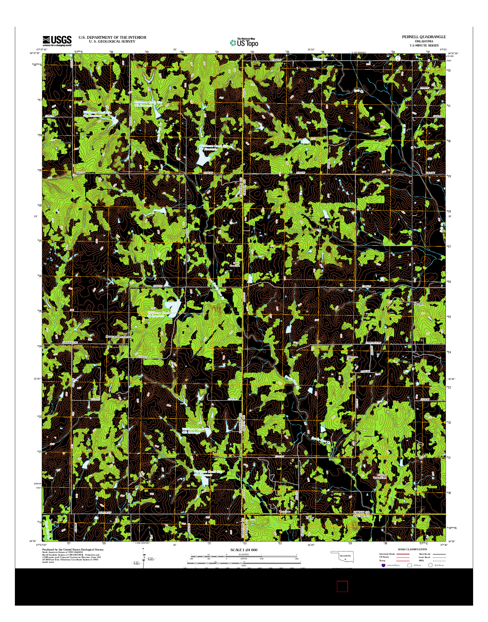 USGS US TOPO 7.5-MINUTE MAP FOR PERNELL, OK 2012