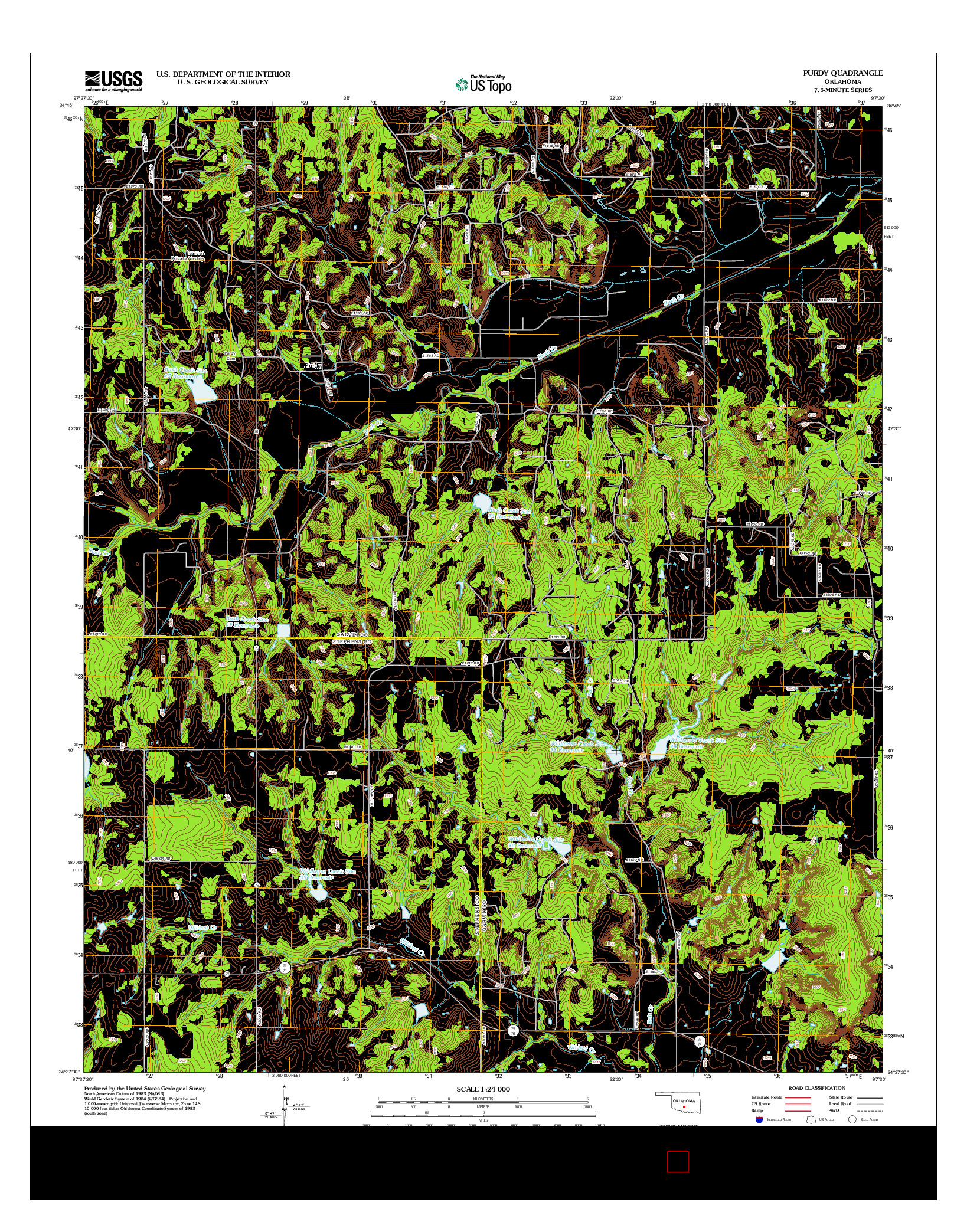 USGS US TOPO 7.5-MINUTE MAP FOR PURDY, OK 2012