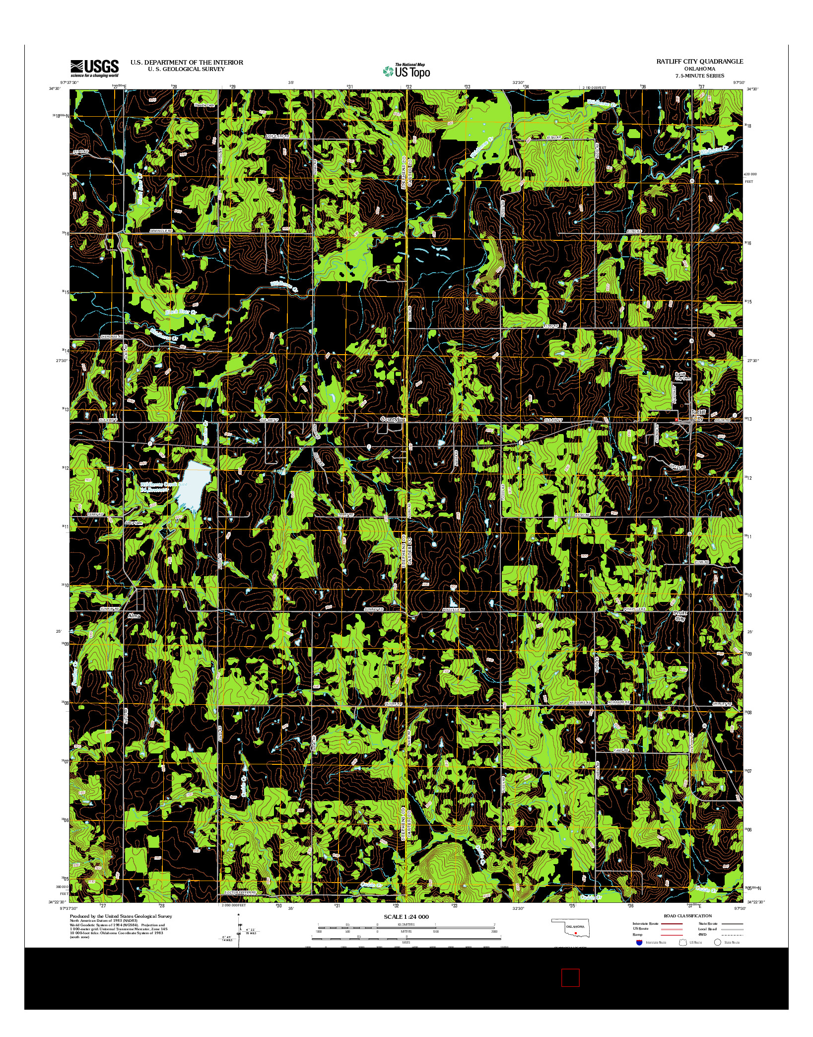 USGS US TOPO 7.5-MINUTE MAP FOR RATLIFF CITY, OK 2012