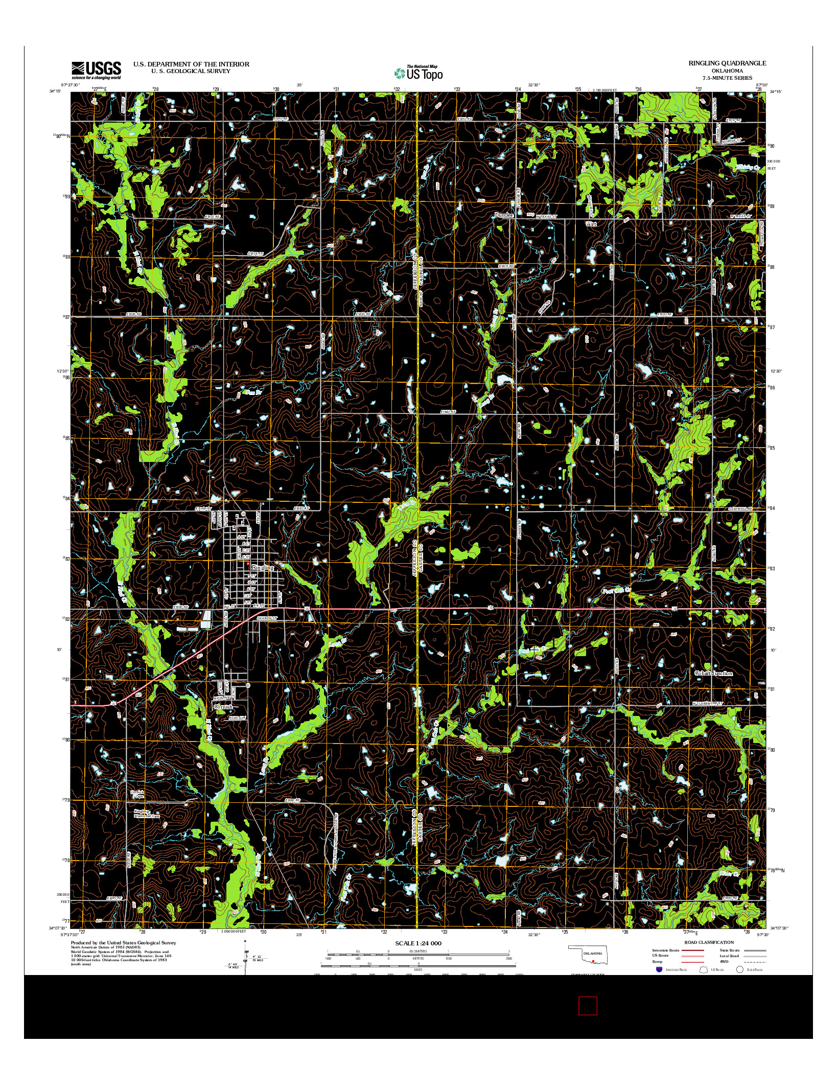 USGS US TOPO 7.5-MINUTE MAP FOR RINGLING, OK 2012
