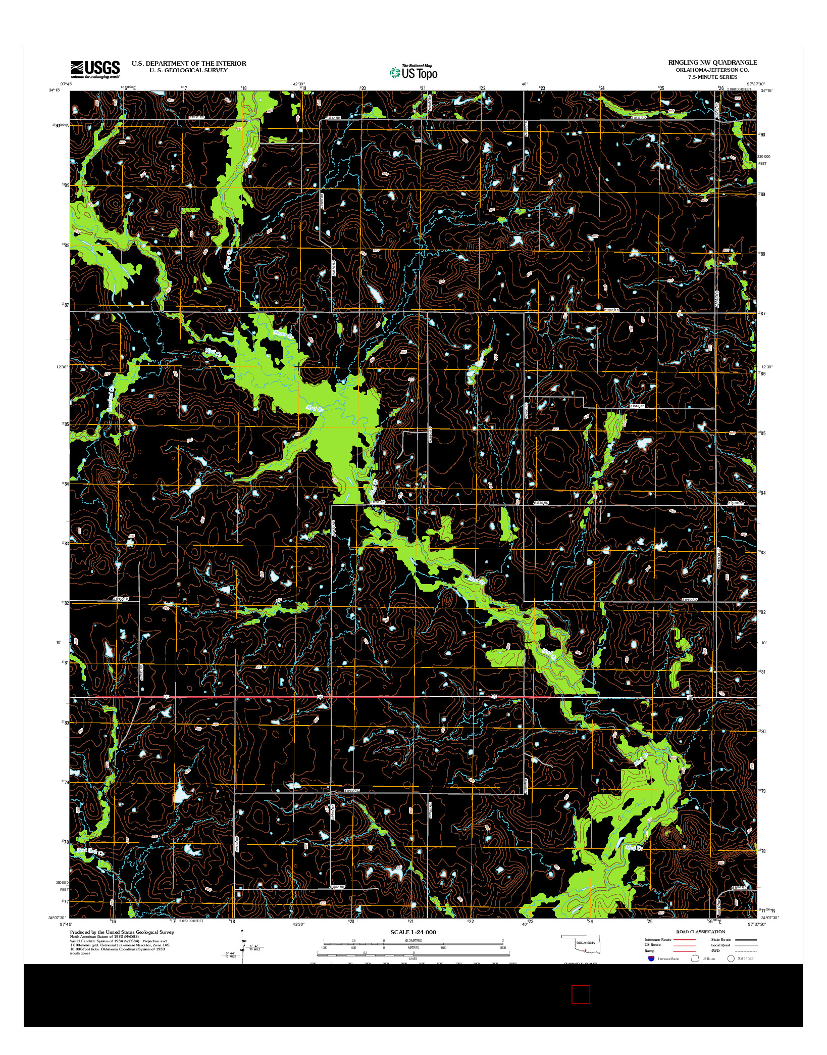 USGS US TOPO 7.5-MINUTE MAP FOR RINGLING NW, OK 2012