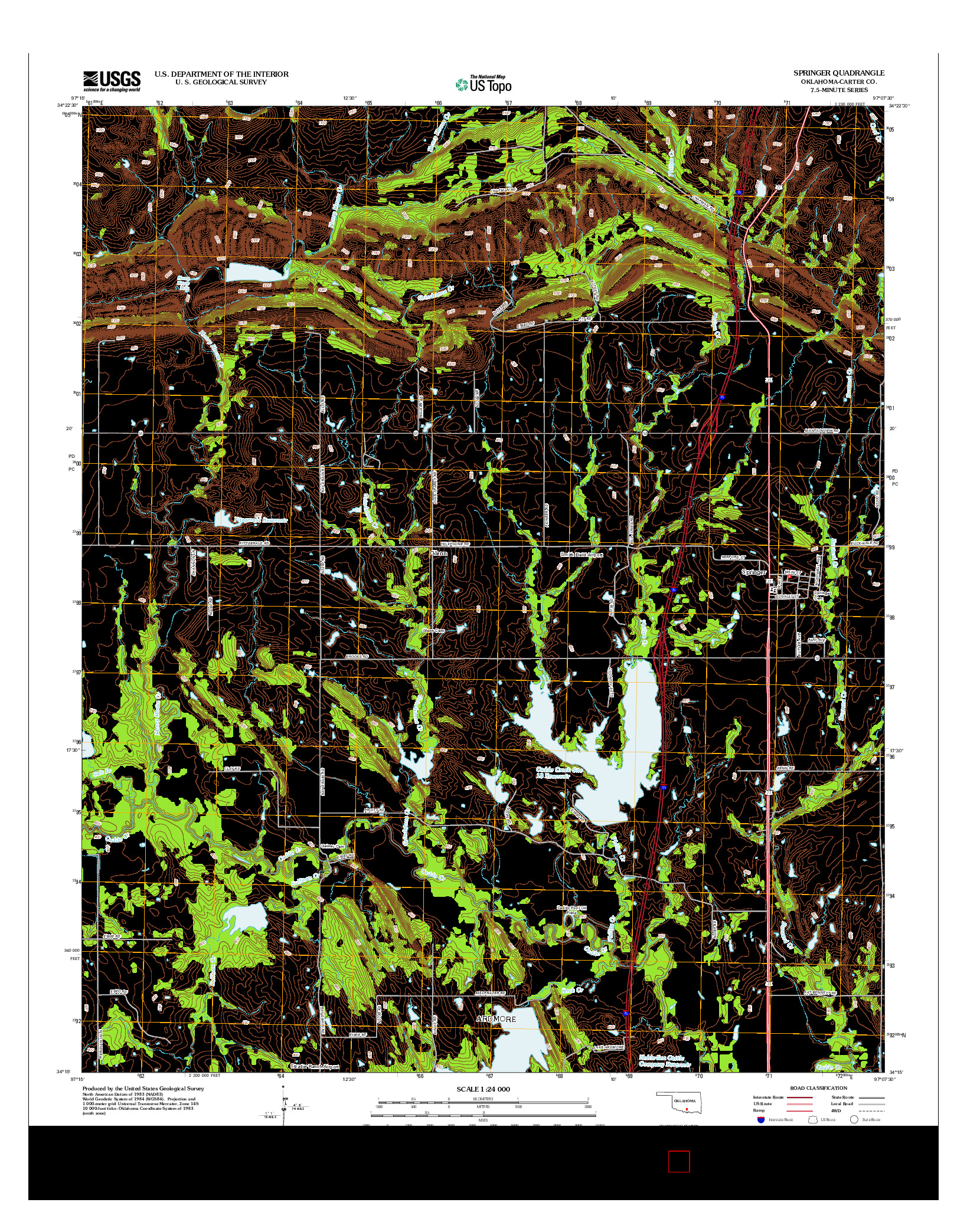 USGS US TOPO 7.5-MINUTE MAP FOR SPRINGER, OK 2012