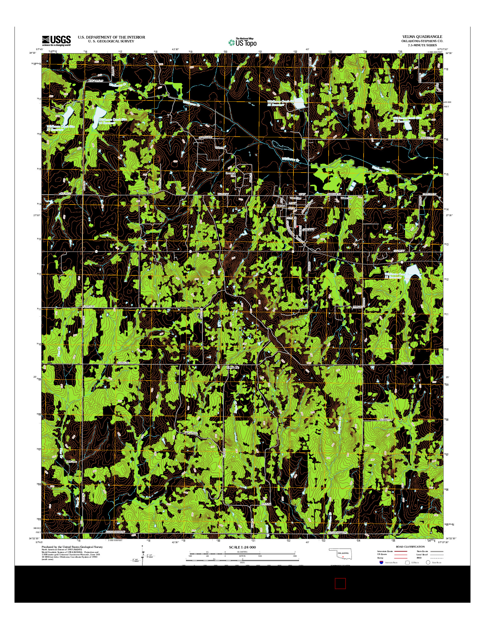 USGS US TOPO 7.5-MINUTE MAP FOR VELMA, OK 2012