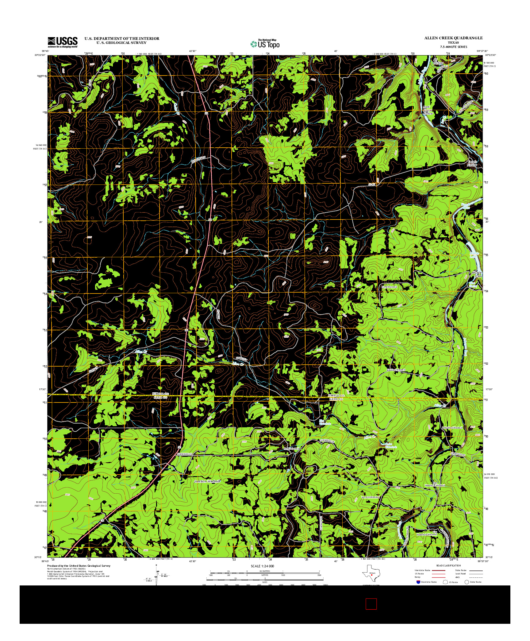 USGS US TOPO 7.5-MINUTE MAP FOR ALLEN CREEK, TX 2012