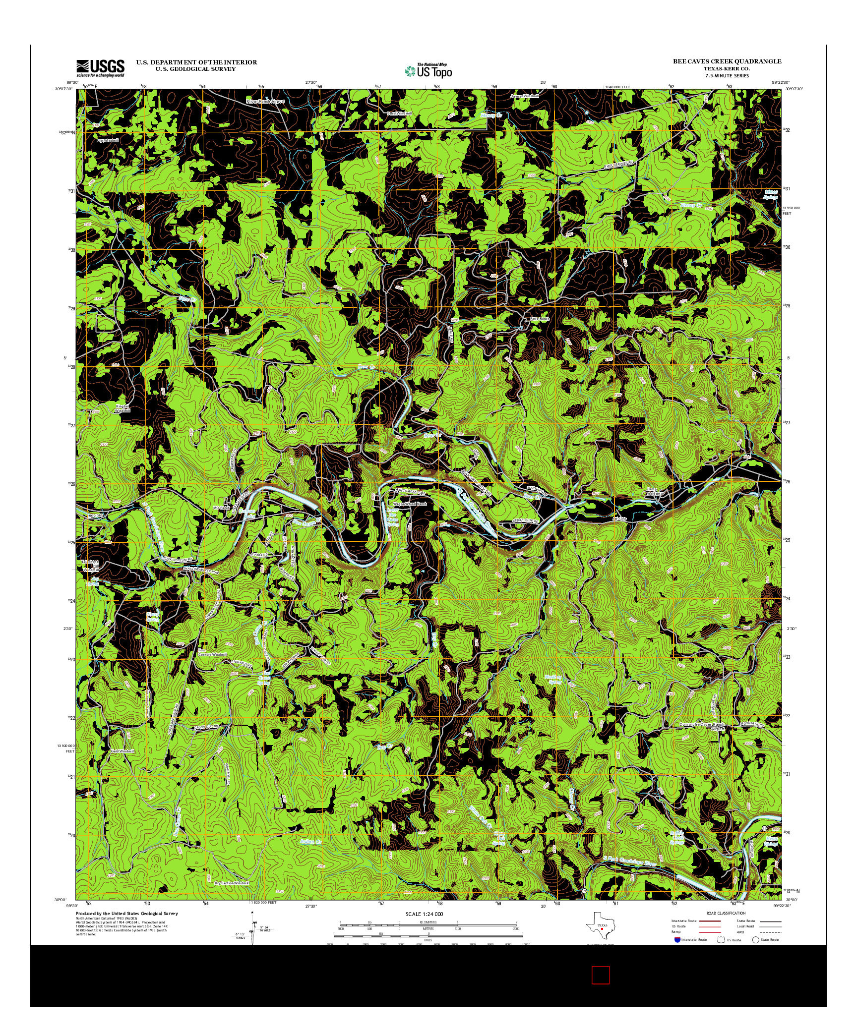 USGS US TOPO 7.5-MINUTE MAP FOR BEE CAVES CREEK, TX 2012