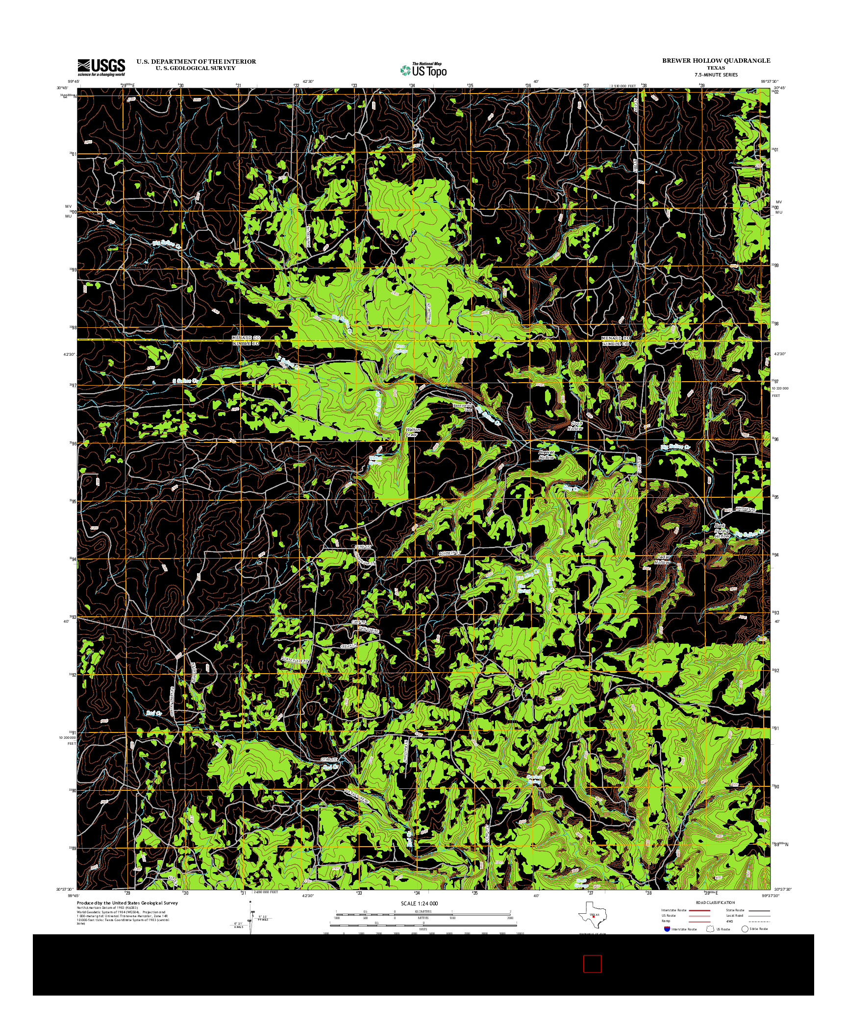 USGS US TOPO 7.5-MINUTE MAP FOR BREWER HOLLOW, TX 2012
