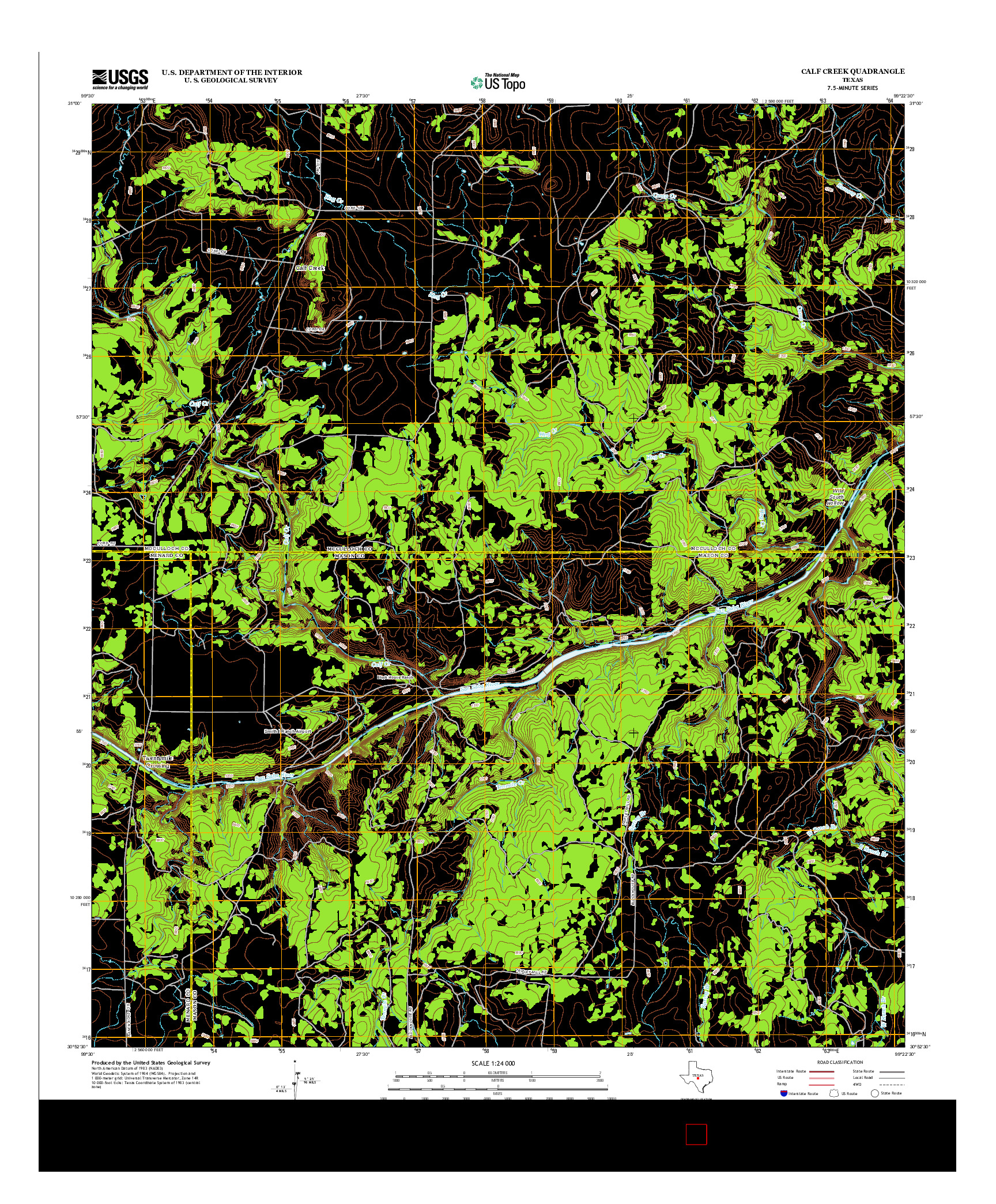USGS US TOPO 7.5-MINUTE MAP FOR CALF CREEK, TX 2012