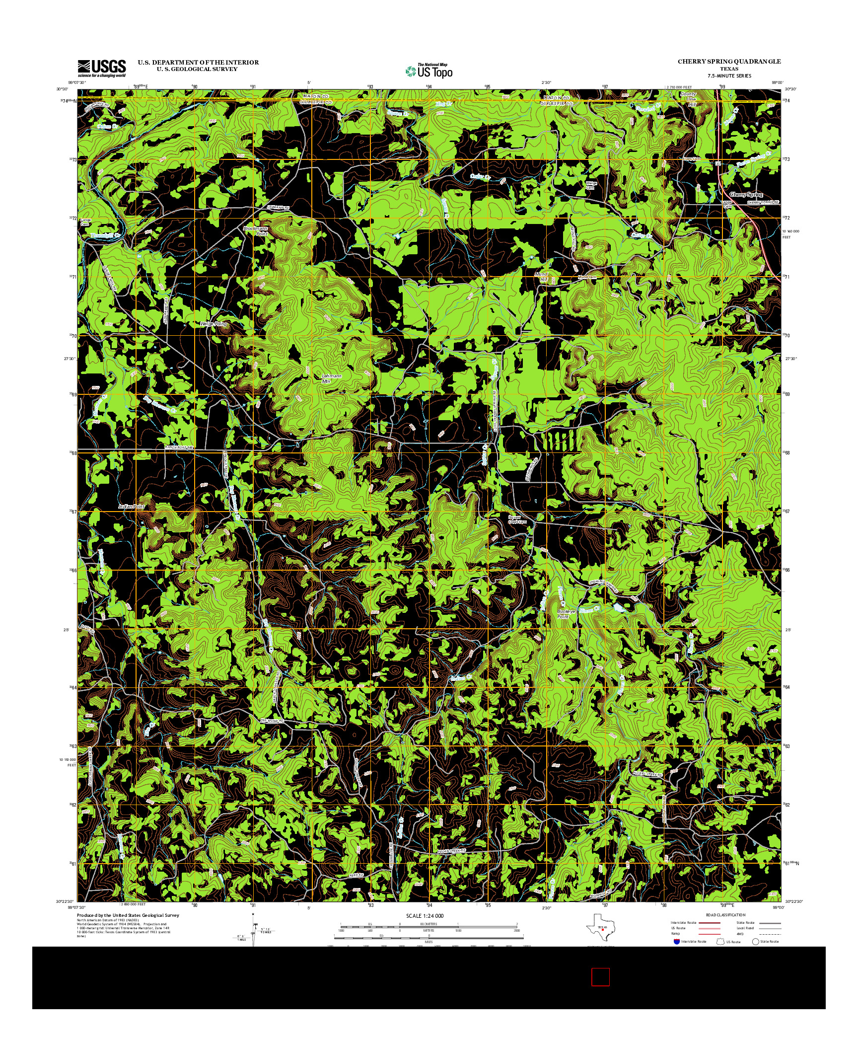 USGS US TOPO 7.5-MINUTE MAP FOR CHERRY SPRING, TX 2012