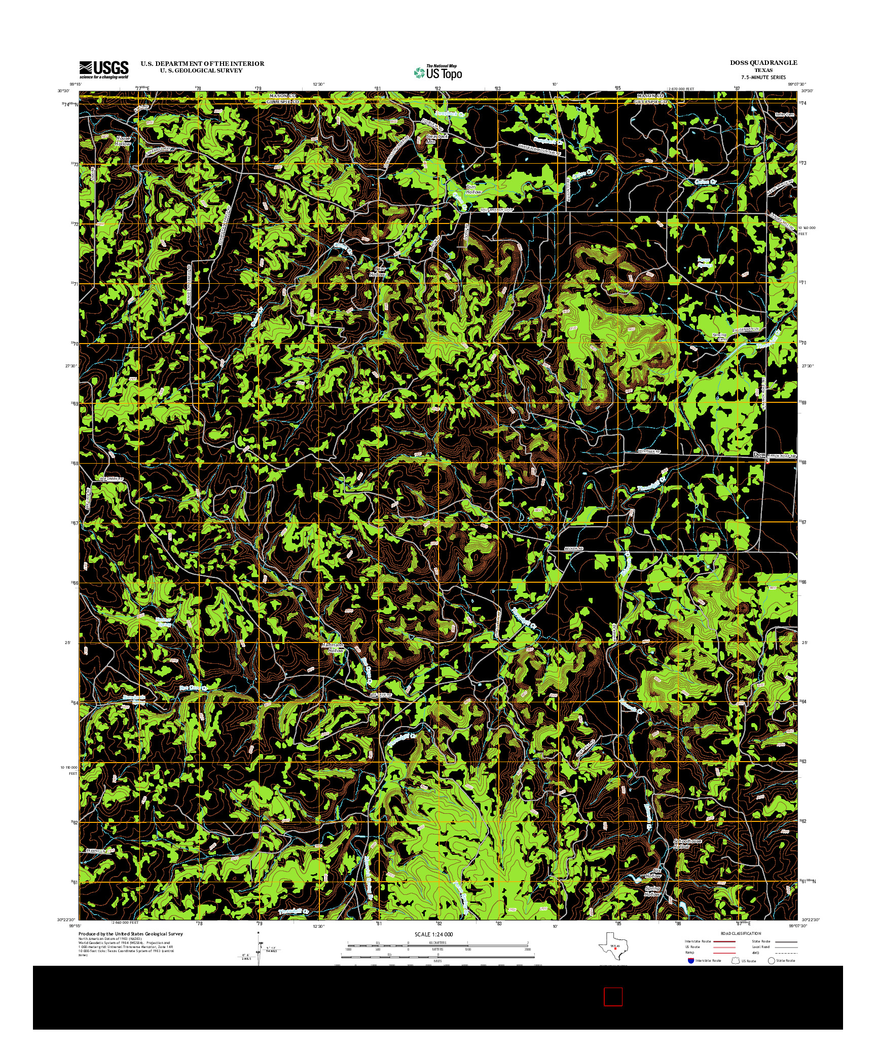 USGS US TOPO 7.5-MINUTE MAP FOR DOSS, TX 2012