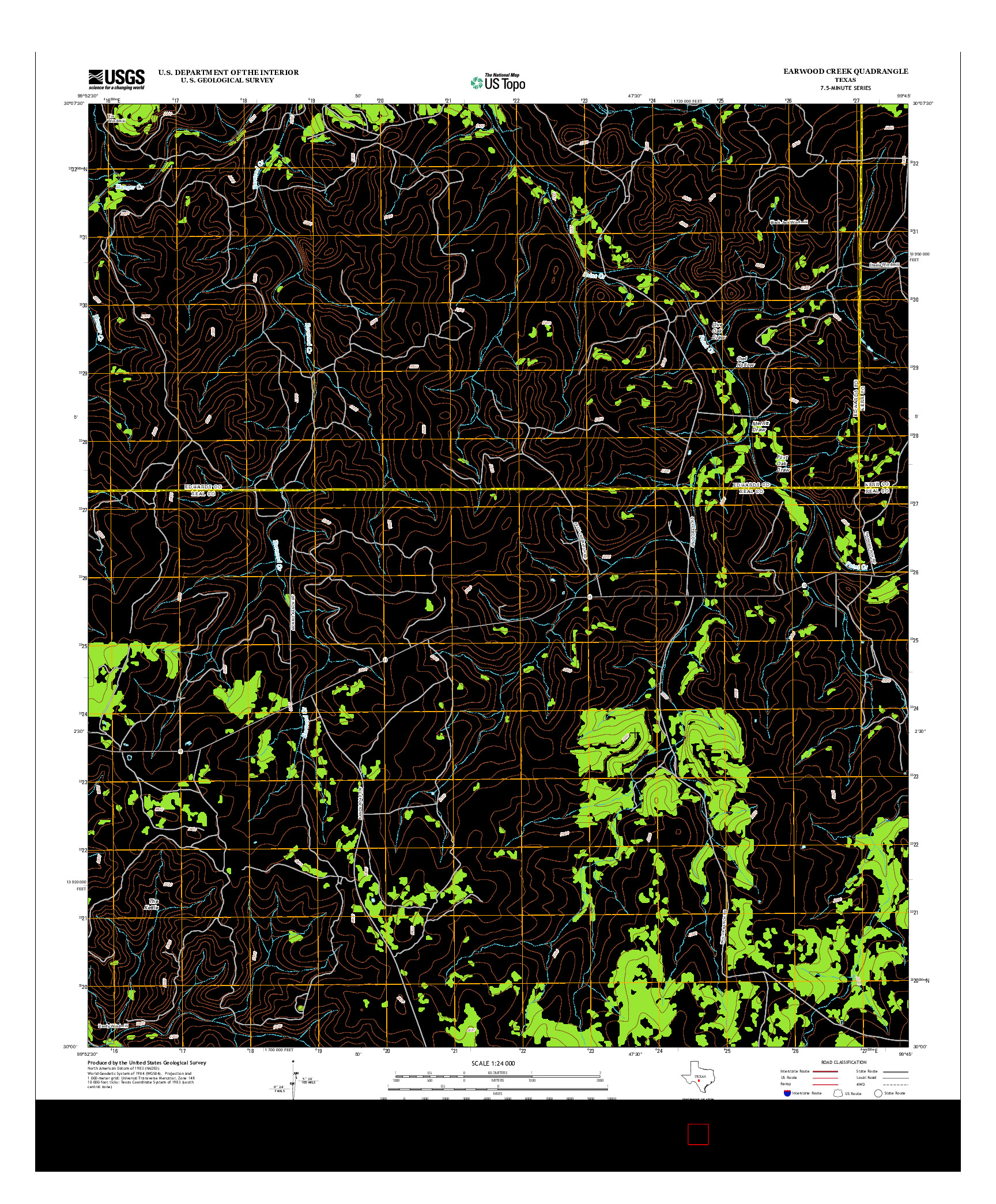USGS US TOPO 7.5-MINUTE MAP FOR EARWOOD CREEK, TX 2012