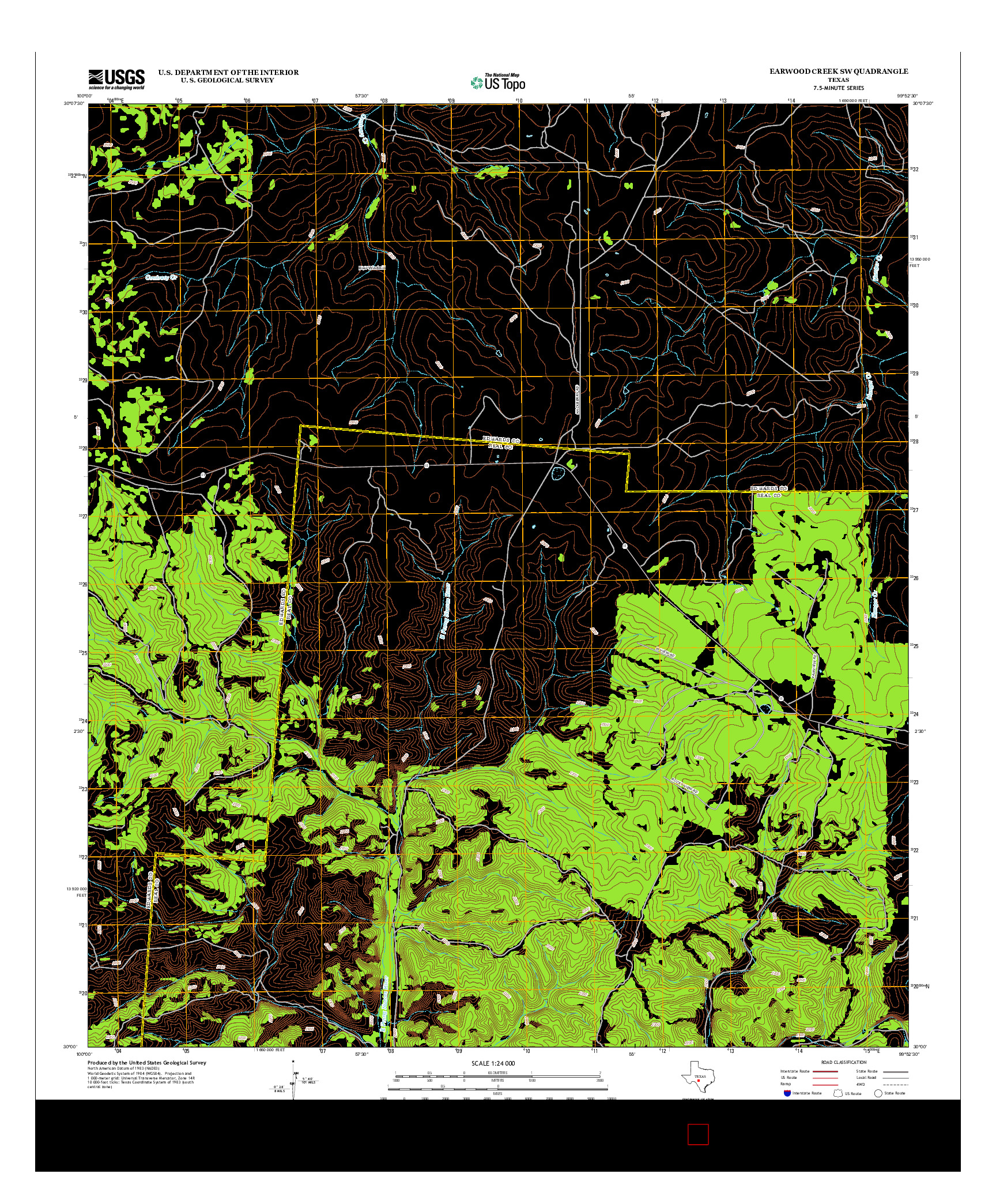 USGS US TOPO 7.5-MINUTE MAP FOR EARWOOD CREEK SW, TX 2012