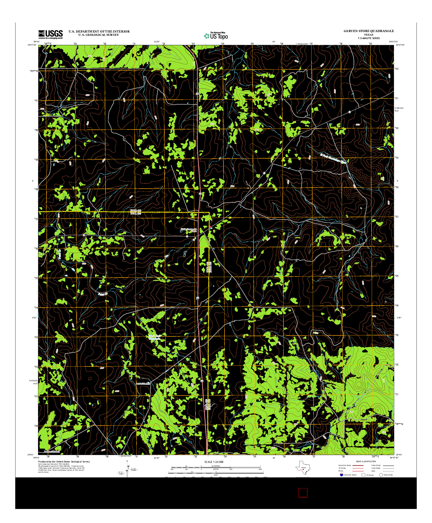 USGS US TOPO 7.5-MINUTE MAP FOR GARVEN STORE, TX 2012