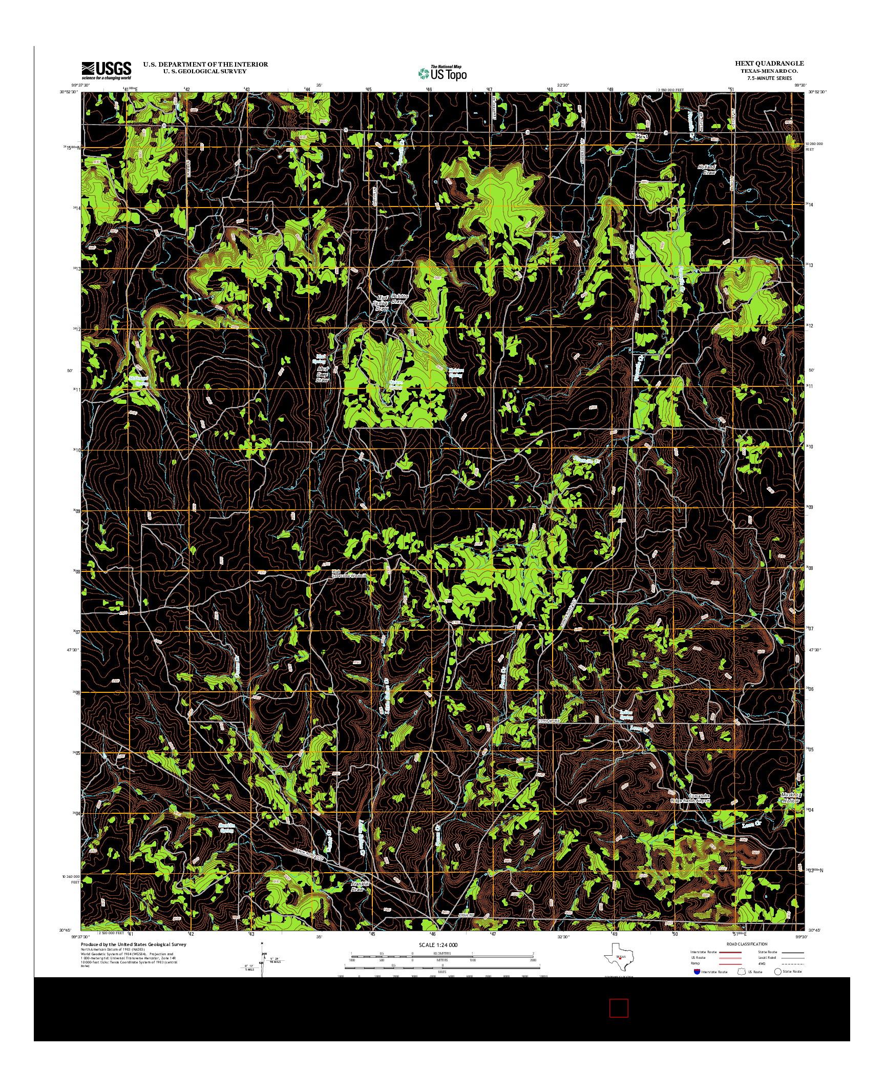 USGS US TOPO 7.5-MINUTE MAP FOR HEXT, TX 2012