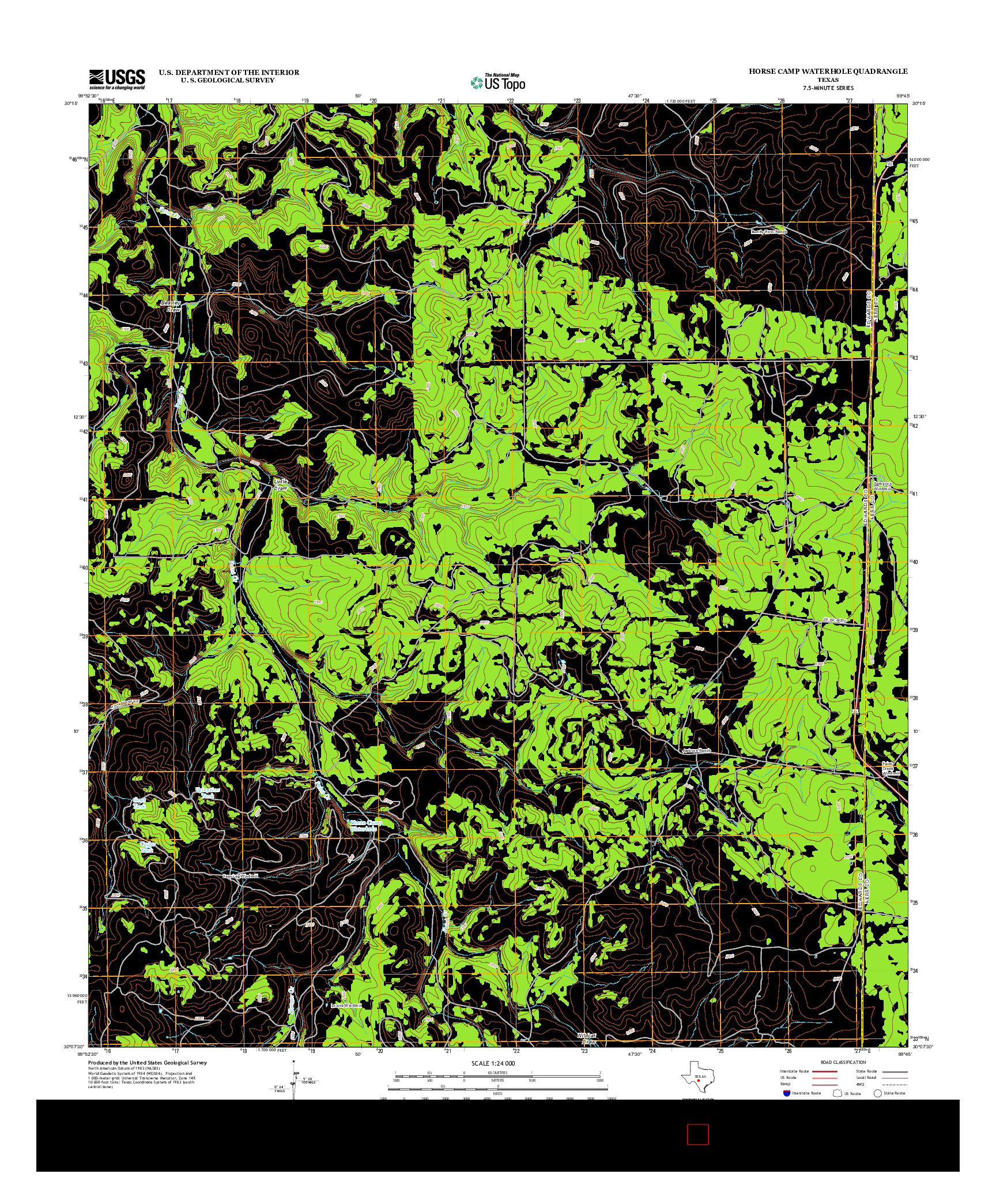 USGS US TOPO 7.5-MINUTE MAP FOR HORSE CAMP WATERHOLE, TX 2012