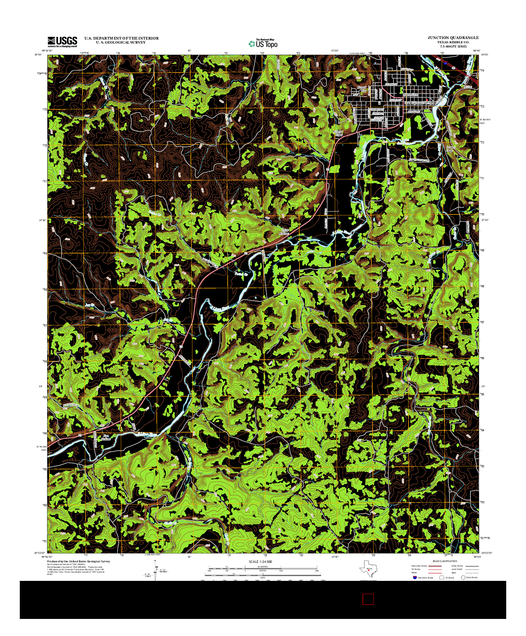 USGS US TOPO 7.5-MINUTE MAP FOR JUNCTION, TX 2012
