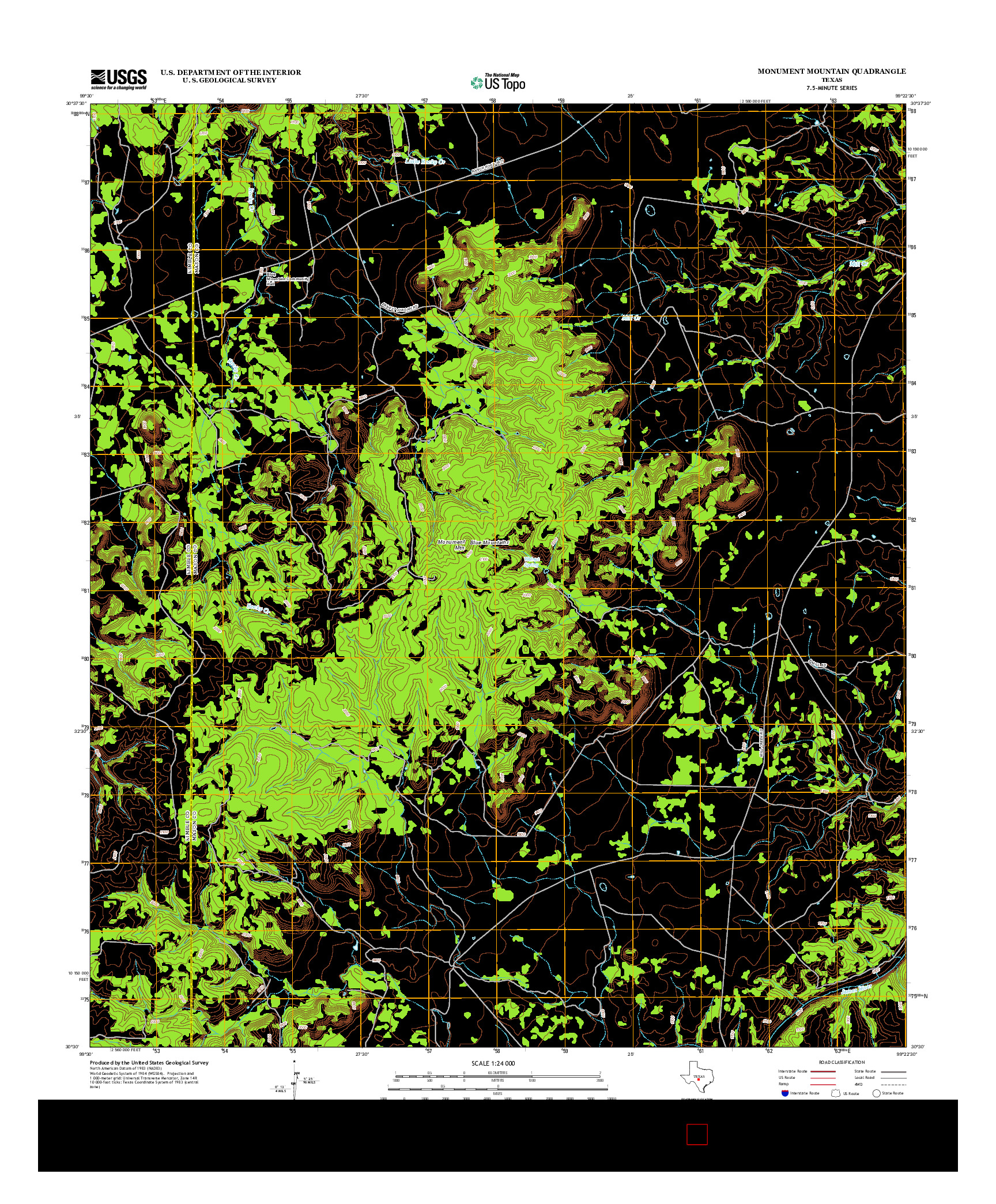 USGS US TOPO 7.5-MINUTE MAP FOR MONUMENT MOUNTAIN, TX 2012