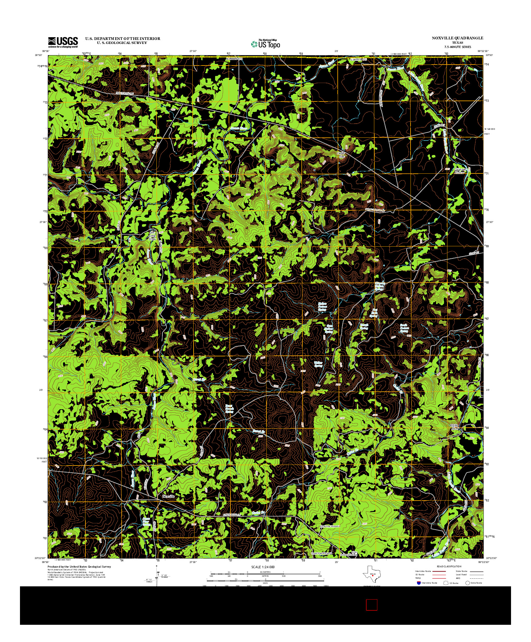 USGS US TOPO 7.5-MINUTE MAP FOR NOXVILLE, TX 2012
