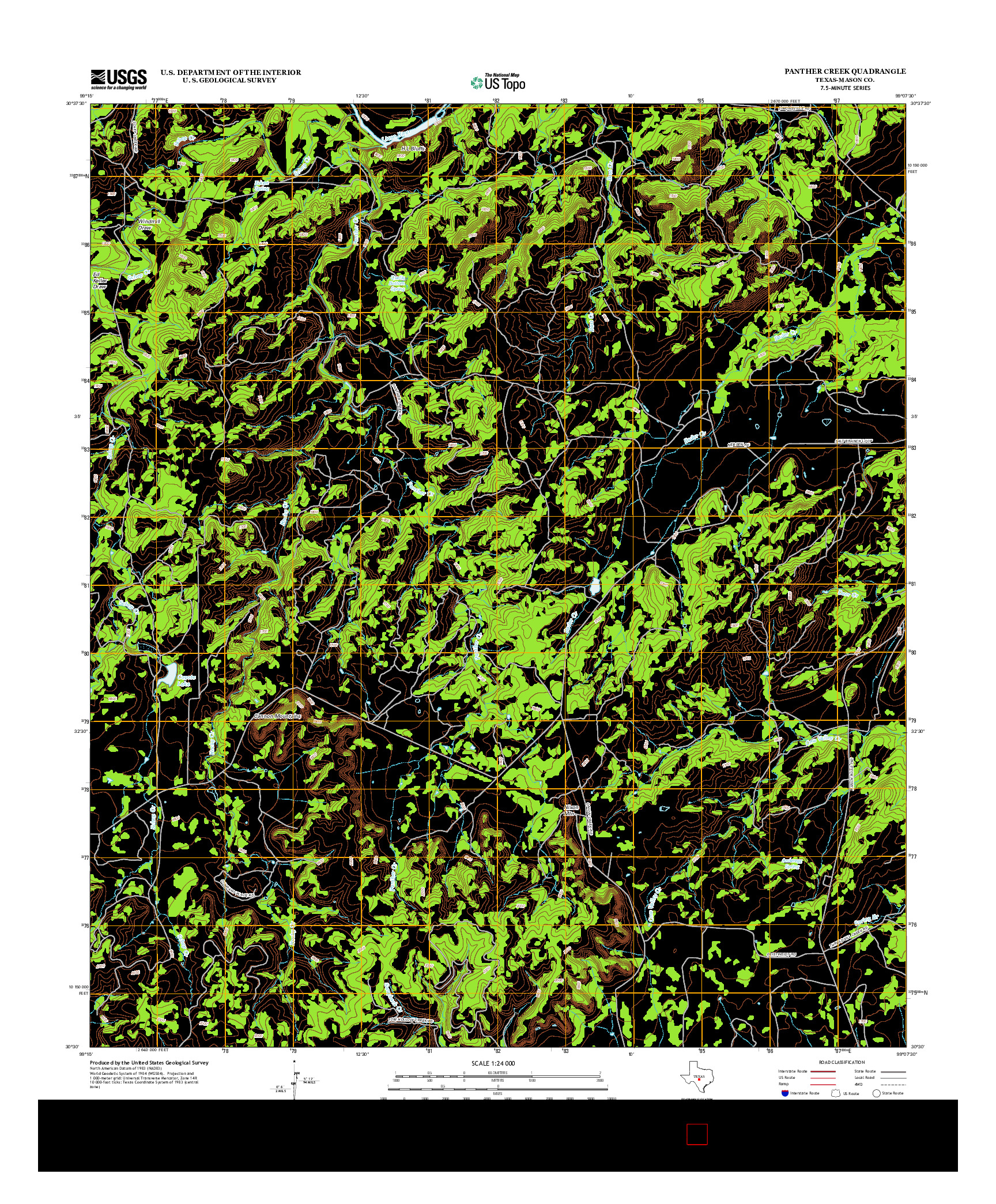 USGS US TOPO 7.5-MINUTE MAP FOR PANTHER CREEK, TX 2012
