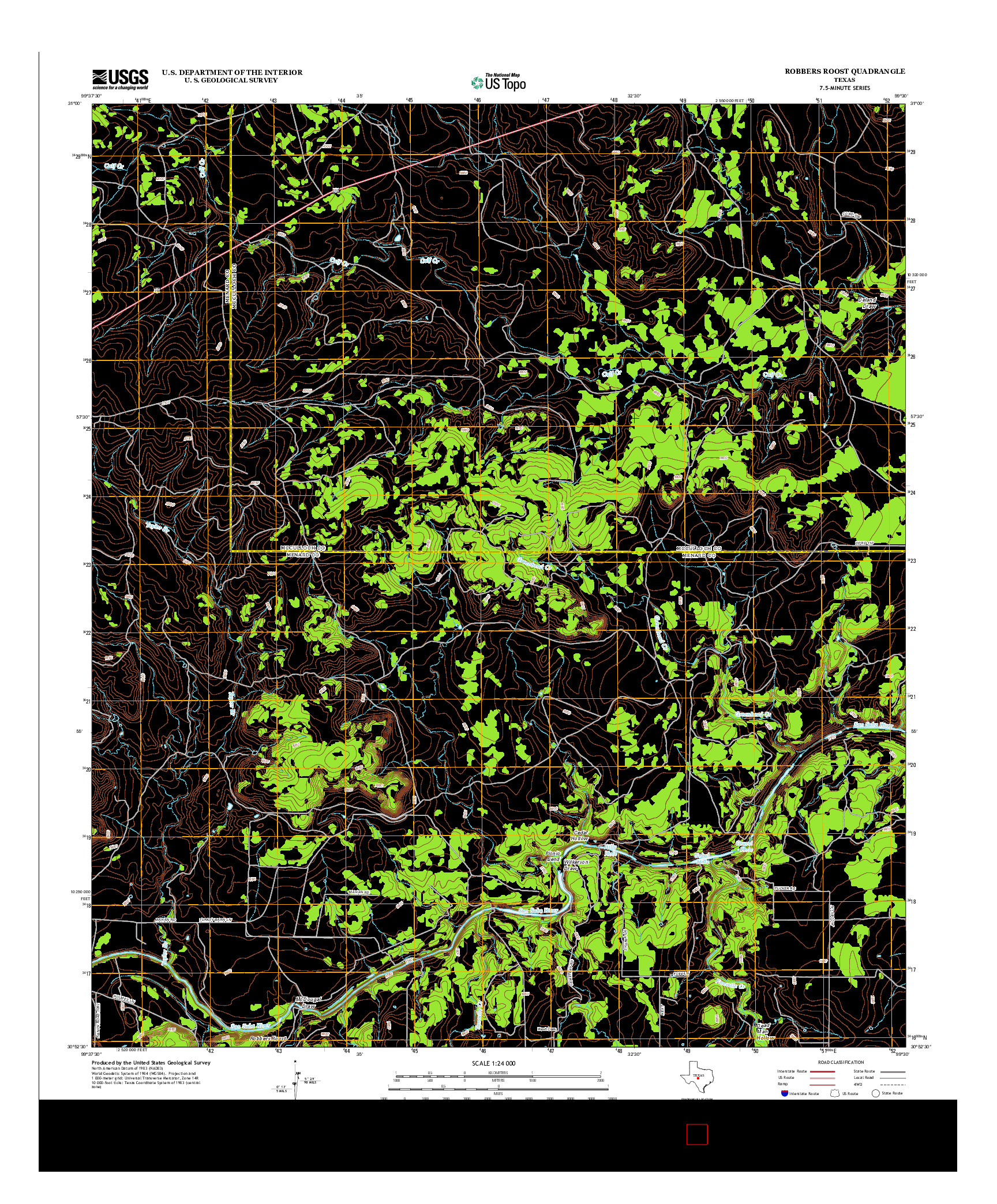 USGS US TOPO 7.5-MINUTE MAP FOR ROBBERS ROOST, TX 2012