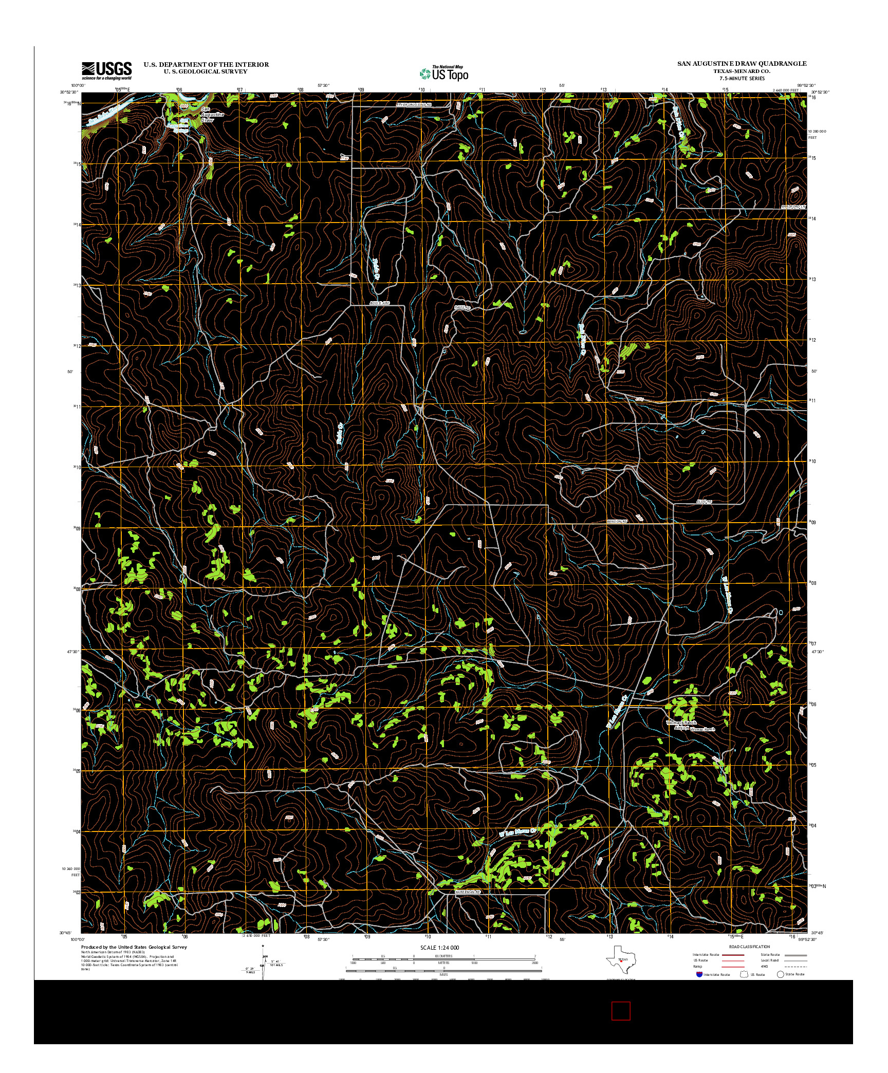 USGS US TOPO 7.5-MINUTE MAP FOR SAN AUGUSTINE DRAW, TX 2012