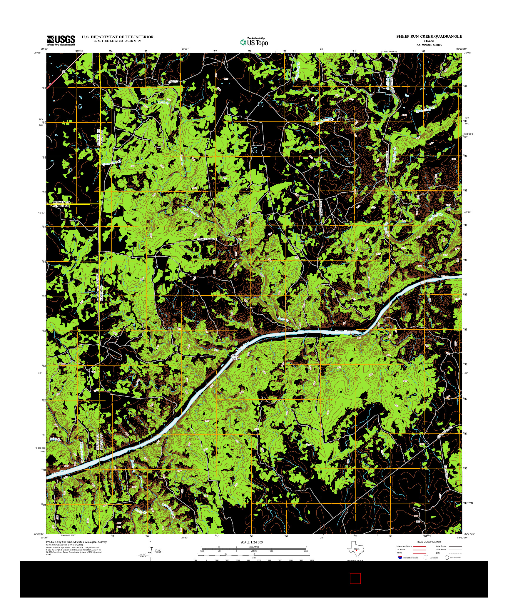 USGS US TOPO 7.5-MINUTE MAP FOR SHEEP RUN CREEK, TX 2012