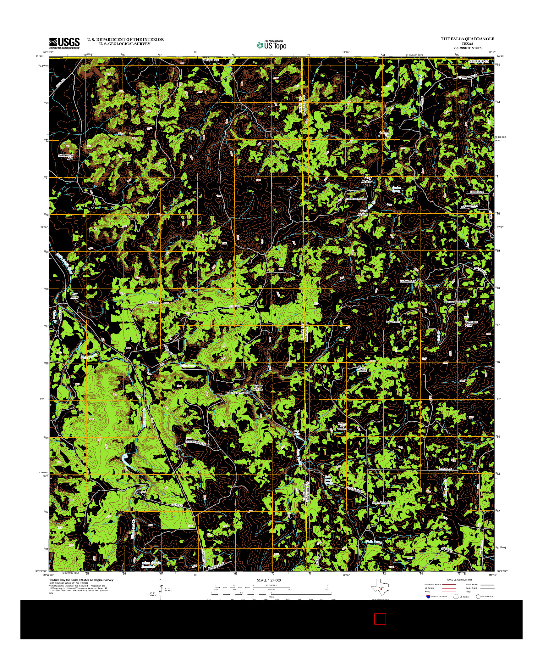 USGS US TOPO 7.5-MINUTE MAP FOR THE FALLS, TX 2012