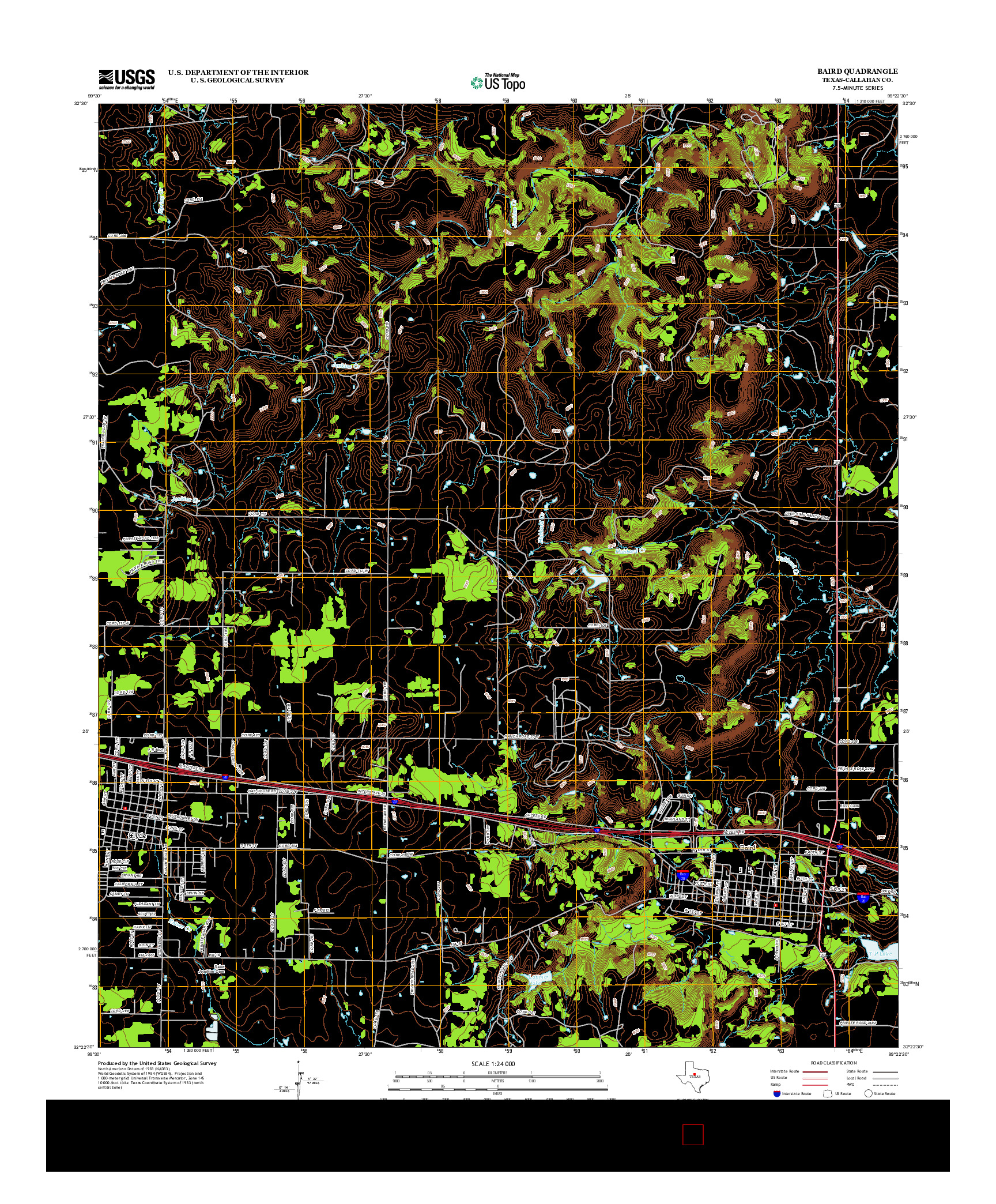 USGS US TOPO 7.5-MINUTE MAP FOR BAIRD, TX 2012