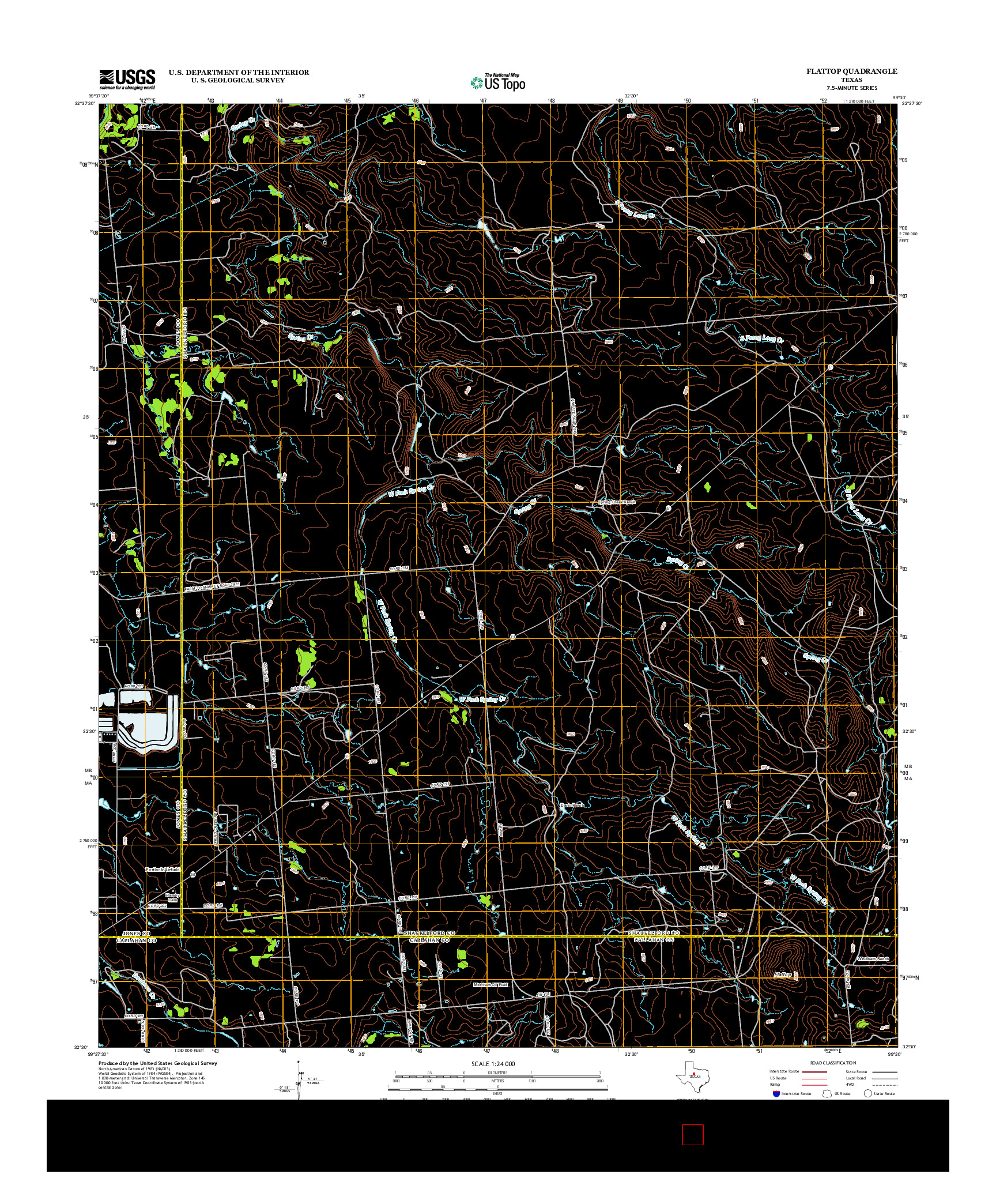 USGS US TOPO 7.5-MINUTE MAP FOR FLATTOP, TX 2012