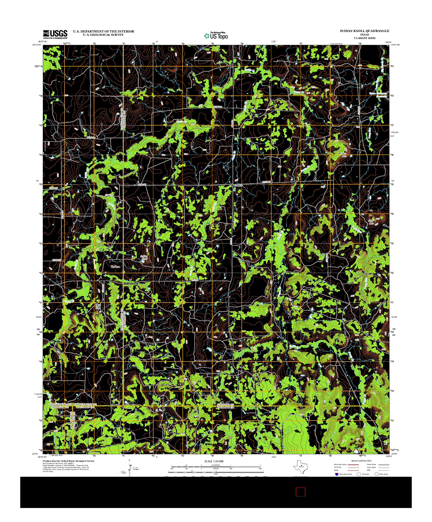 USGS US TOPO 7.5-MINUTE MAP FOR INDIAN KNOLL, TX 2012