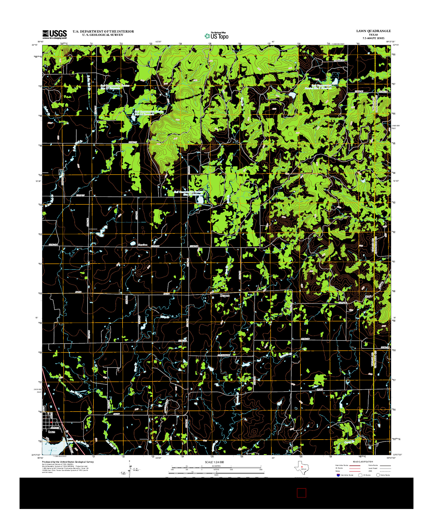 USGS US TOPO 7.5-MINUTE MAP FOR LAWN, TX 2012