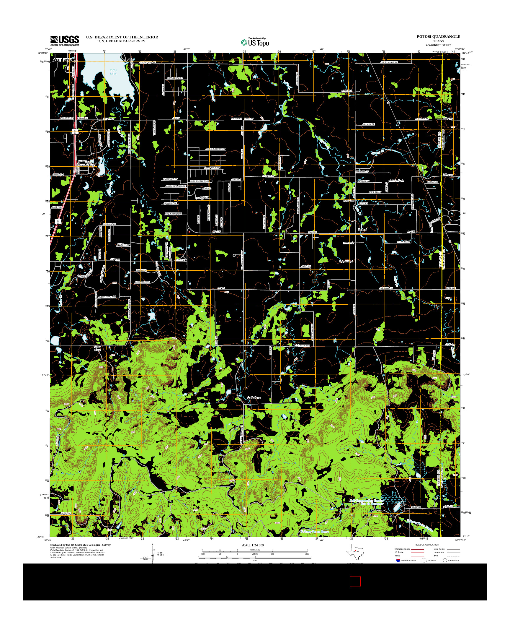 USGS US TOPO 7.5-MINUTE MAP FOR POTOSI, TX 2012