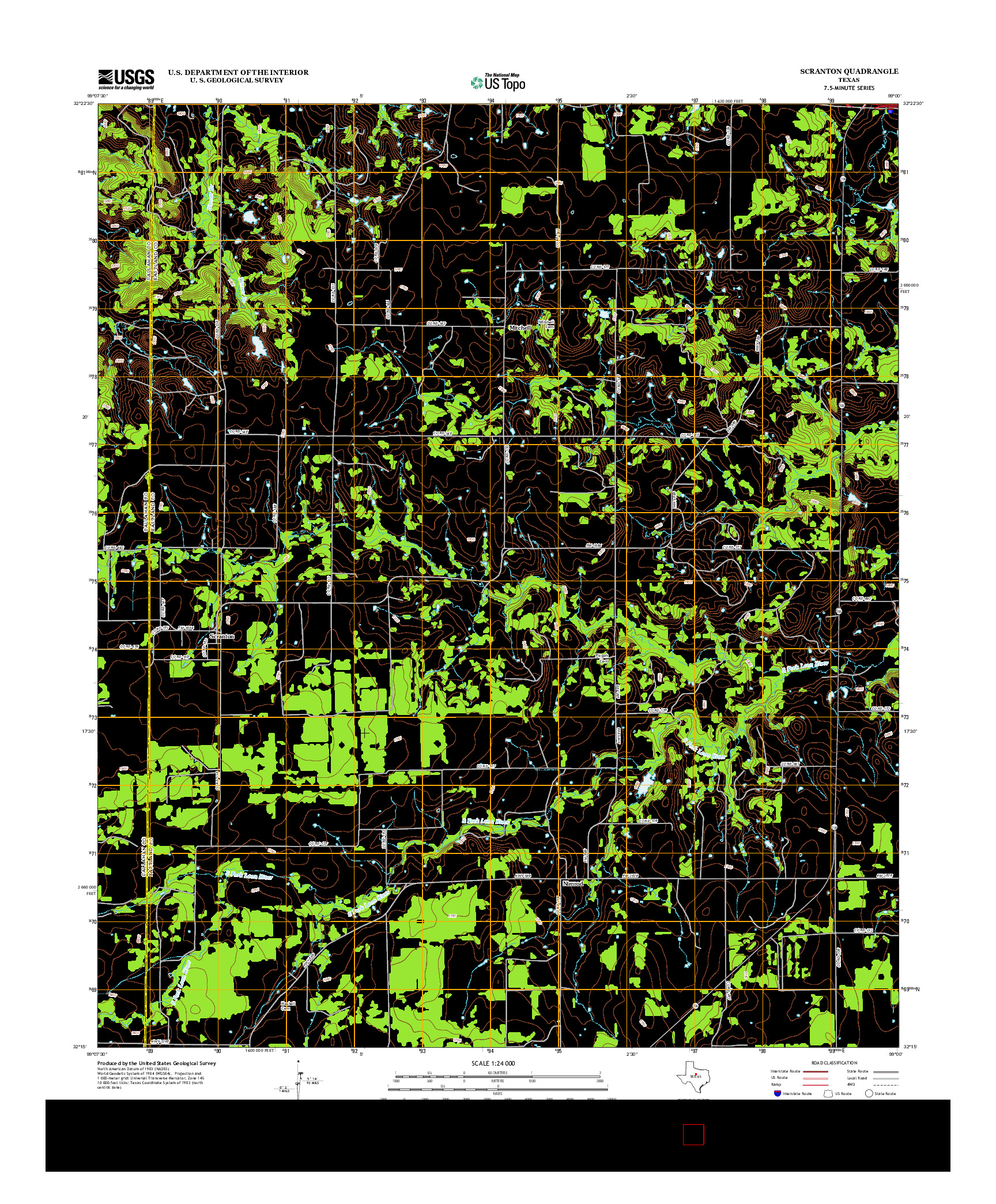 USGS US TOPO 7.5-MINUTE MAP FOR SCRANTON, TX 2012