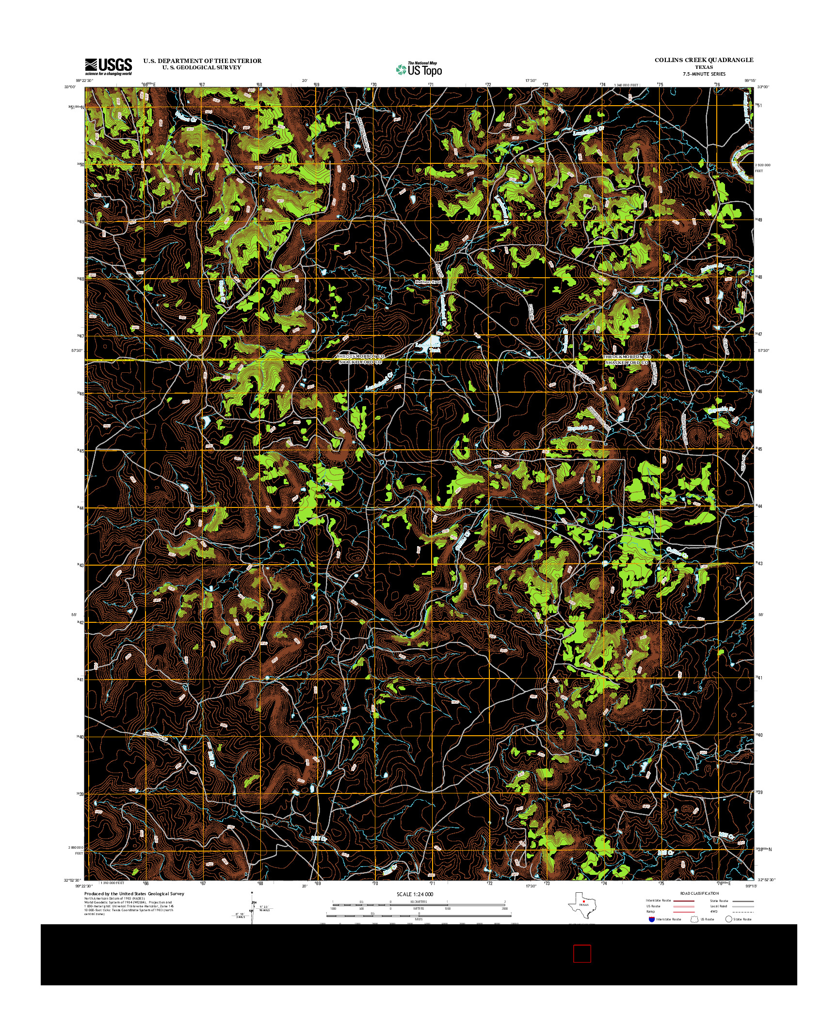 USGS US TOPO 7.5-MINUTE MAP FOR COLLINS CREEK, TX 2012