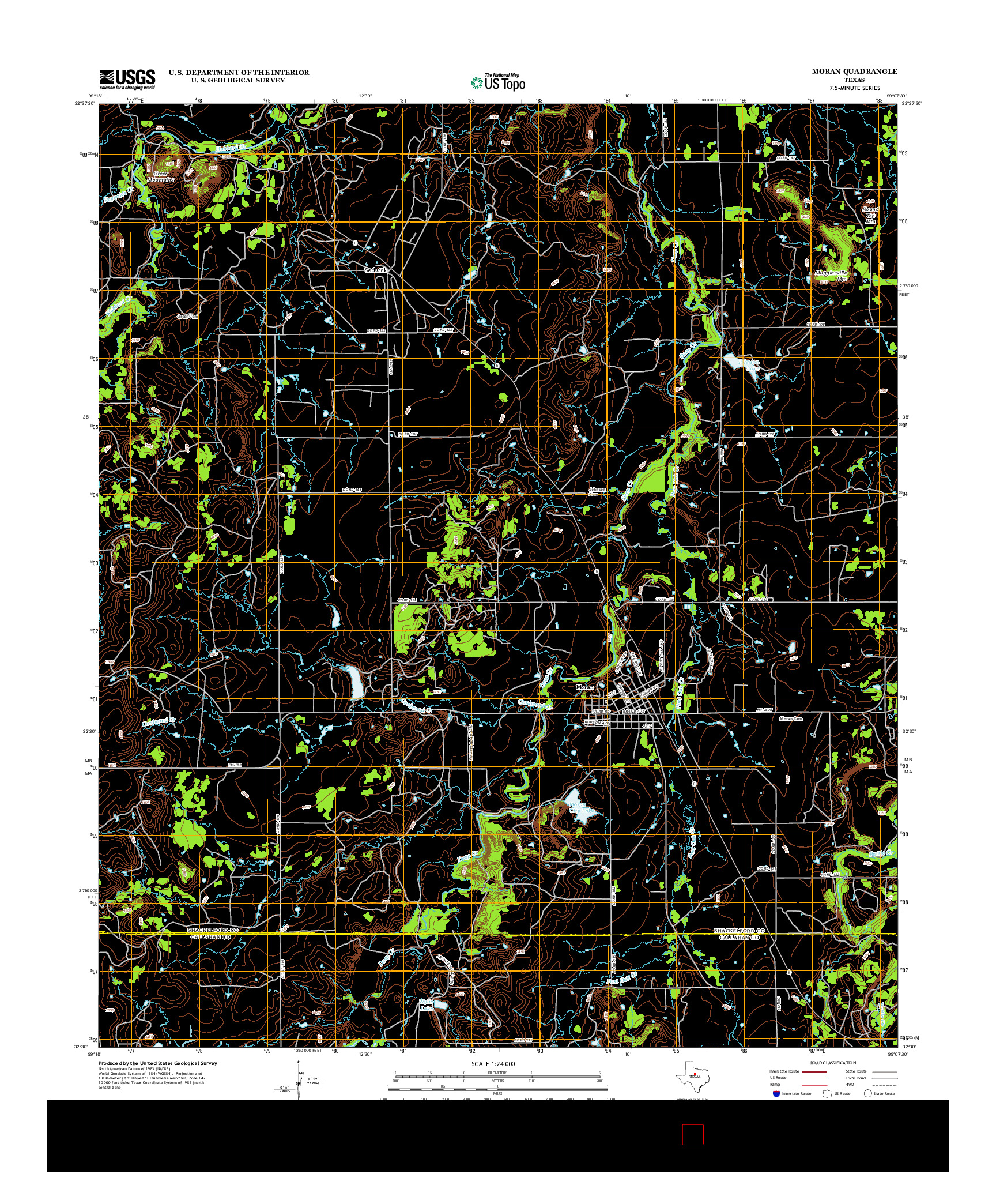 USGS US TOPO 7.5-MINUTE MAP FOR MORAN, TX 2012