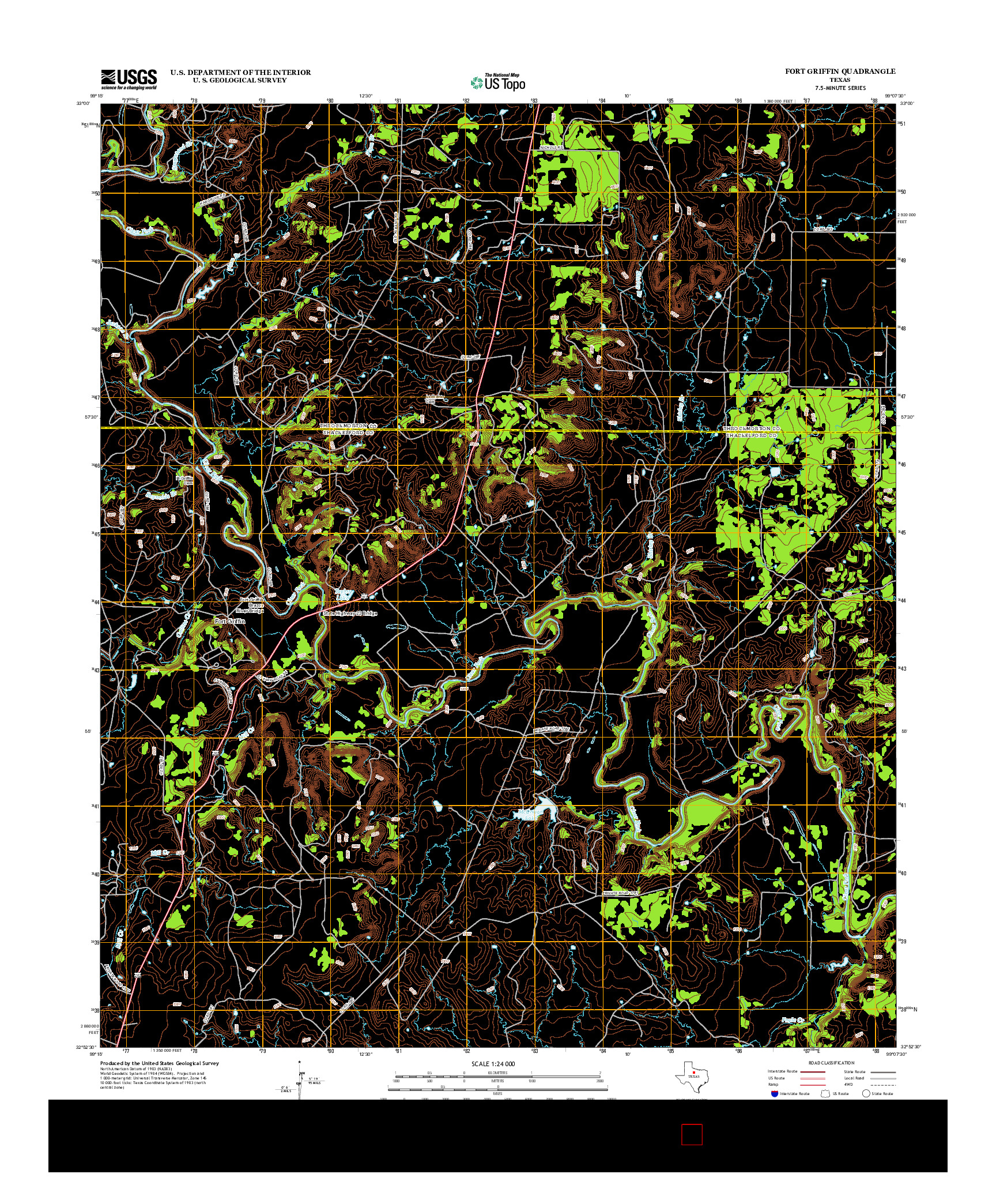 USGS US TOPO 7.5-MINUTE MAP FOR FORT GRIFFIN, TX 2012