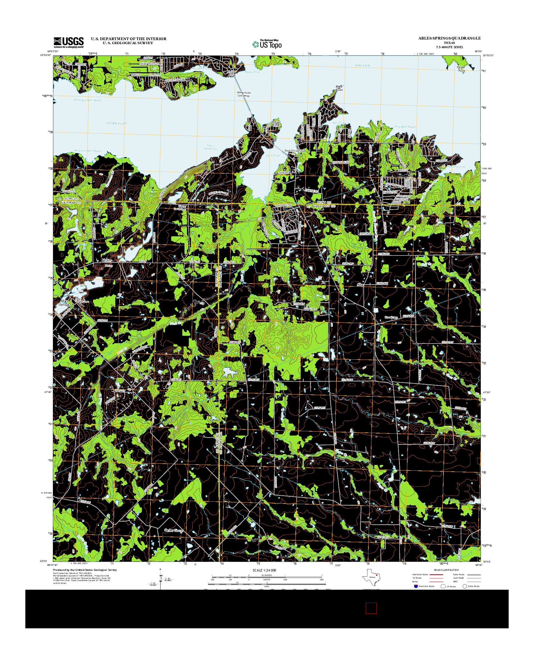 USGS US TOPO 7.5-MINUTE MAP FOR ABLES SPRINGS, TX 2012