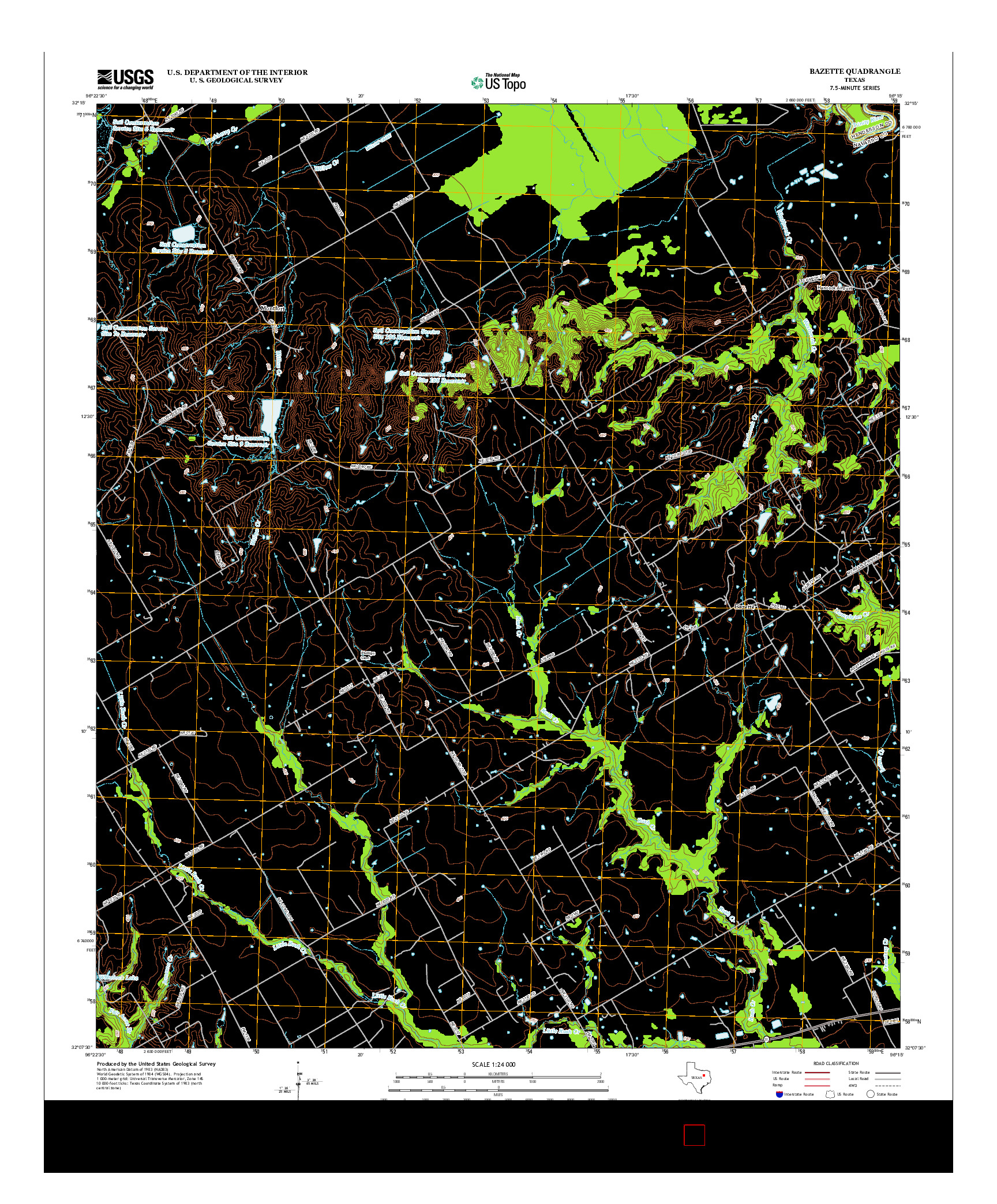 USGS US TOPO 7.5-MINUTE MAP FOR BAZETTE, TX 2012