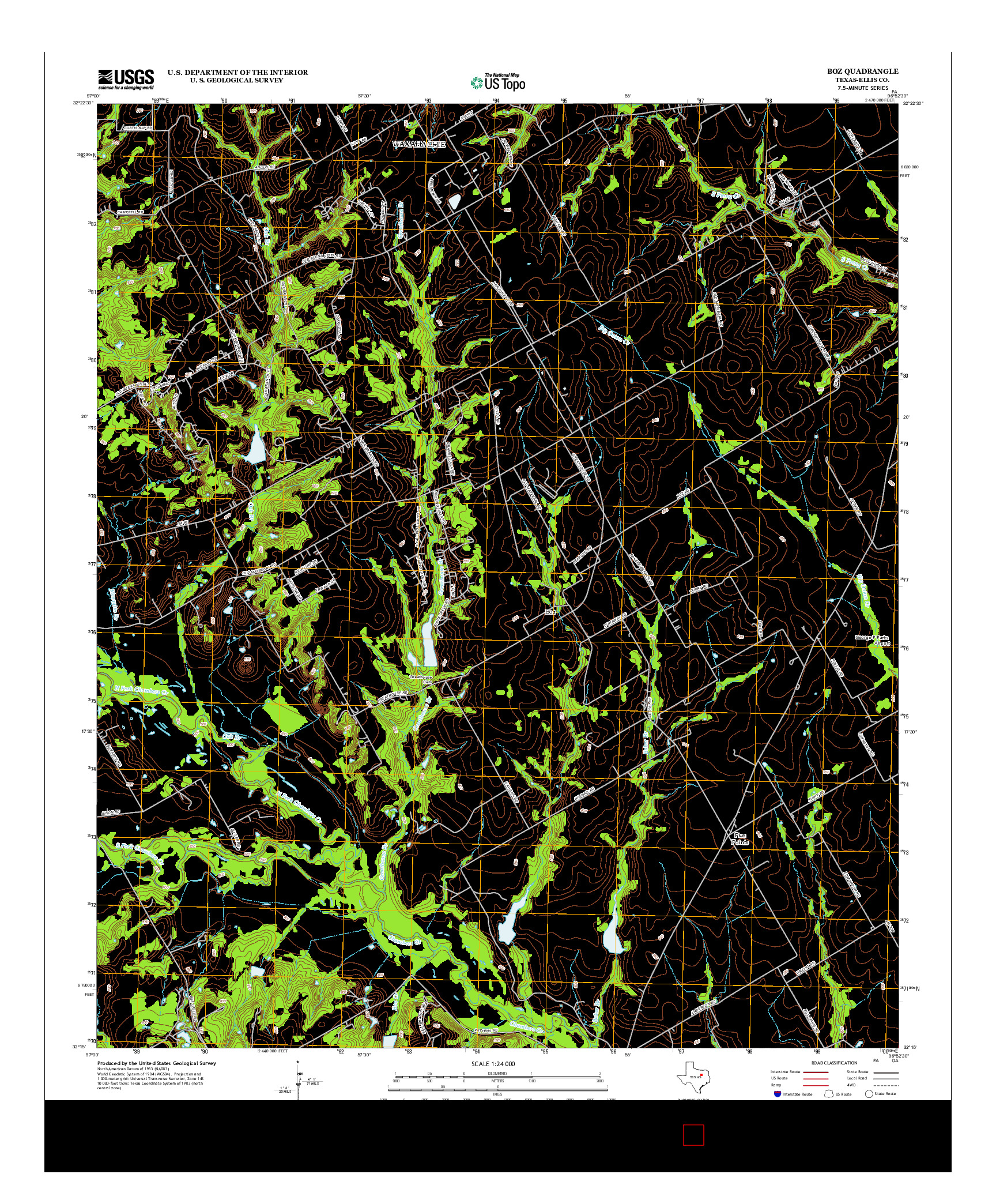 USGS US TOPO 7.5-MINUTE MAP FOR BOZ, TX 2012