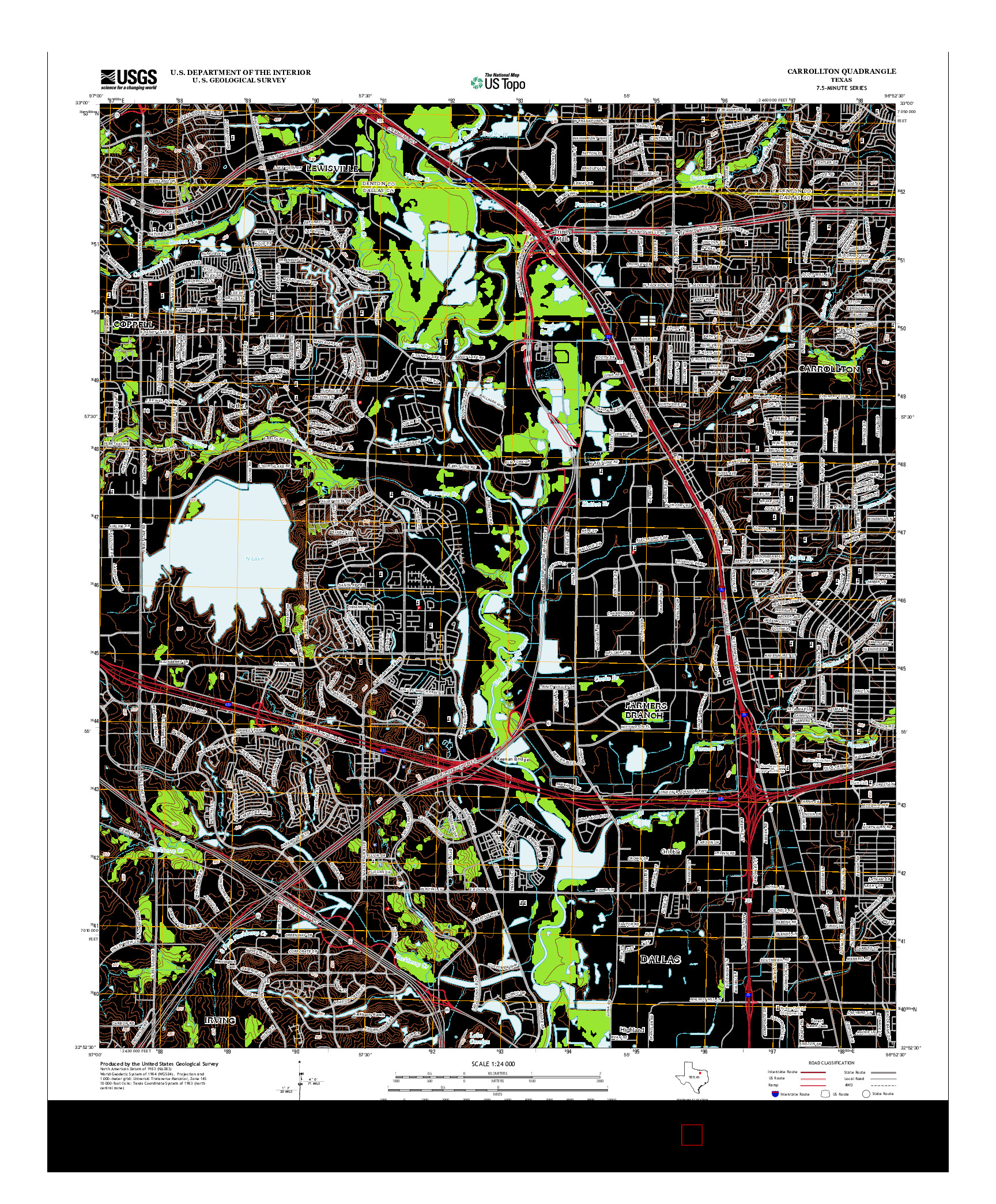 USGS US TOPO 7.5-MINUTE MAP FOR CARROLLTON, TX 2012