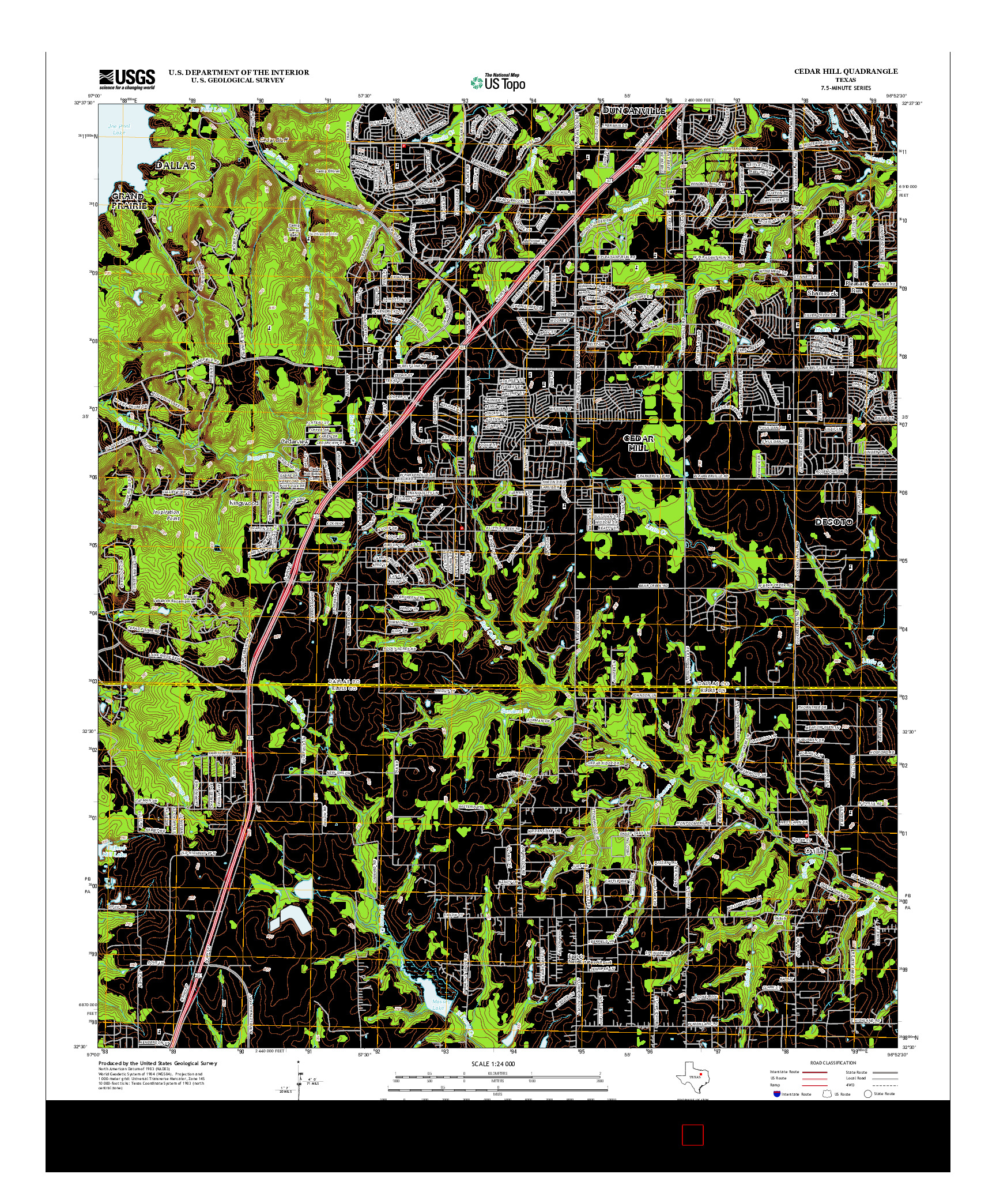 USGS US TOPO 7.5-MINUTE MAP FOR CEDAR HILL, TX 2012